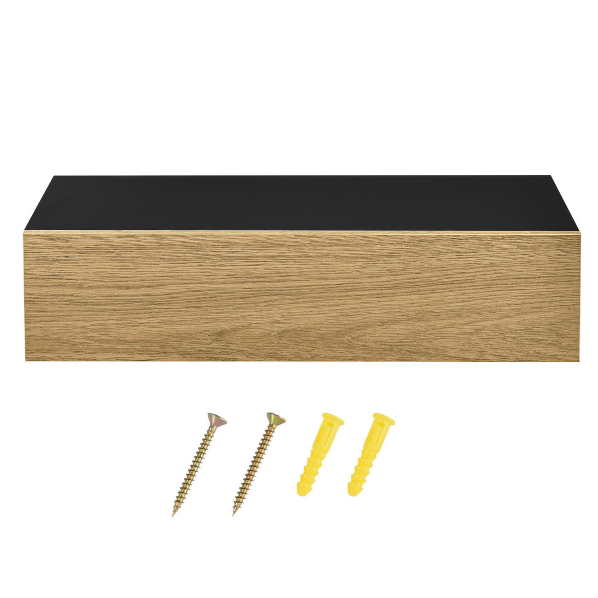 WANDREGAL-SET 2 TLG. Leknes - Schwarz, Holzwerkstoff (50/12/24cm) - [en.casa]