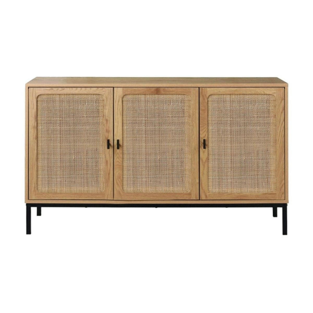 SIDEBOARD mit 3 Türen aus Rattan - L120 cm - Apfelbaumfarben, Holzwerkstoff (40/72/120cm) - Calicosy