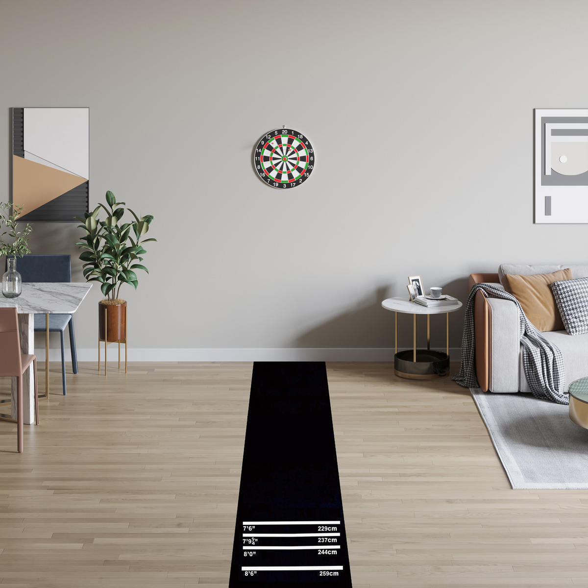 DARTMATTE - Schwarz, Kunststoff (61/300cm) - HOMCOM