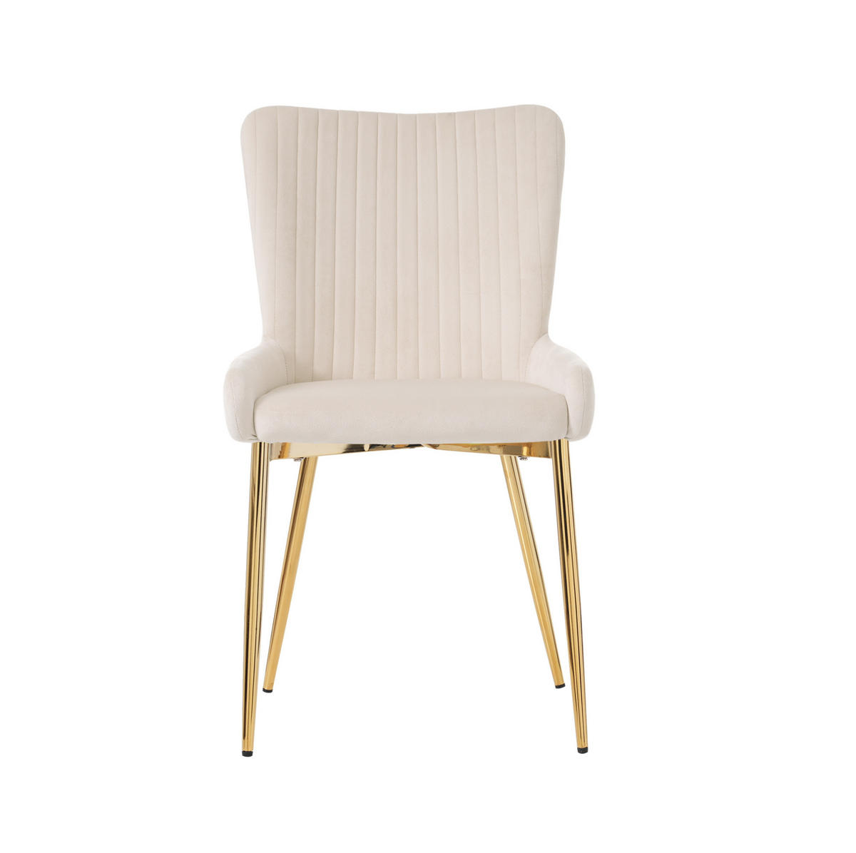 ESSZIMMERSTUHL 2er-Set Samt Beige mit goldfarbenen Metallbeinen - Beige, Metall (47/85/58cm) - Meubliv