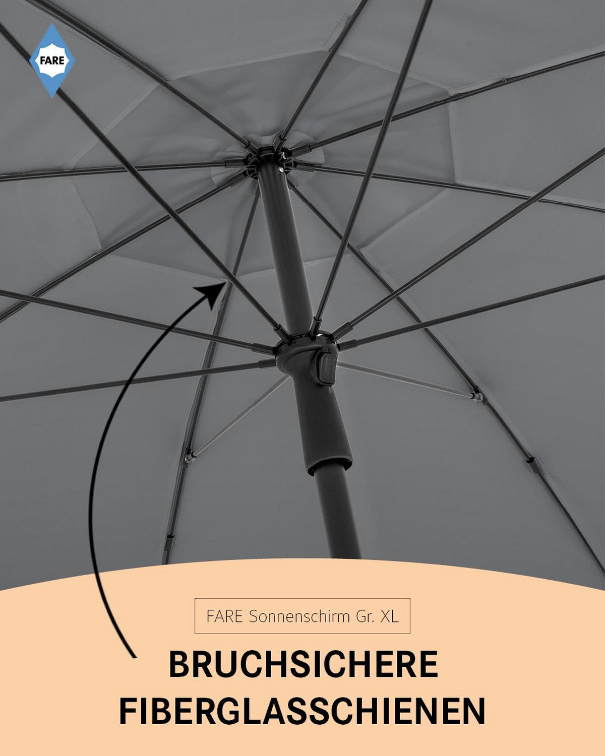 SONNENSCHIRM 235/235/144 cm - Grau, Kunststoff (235/235cm) - FARE