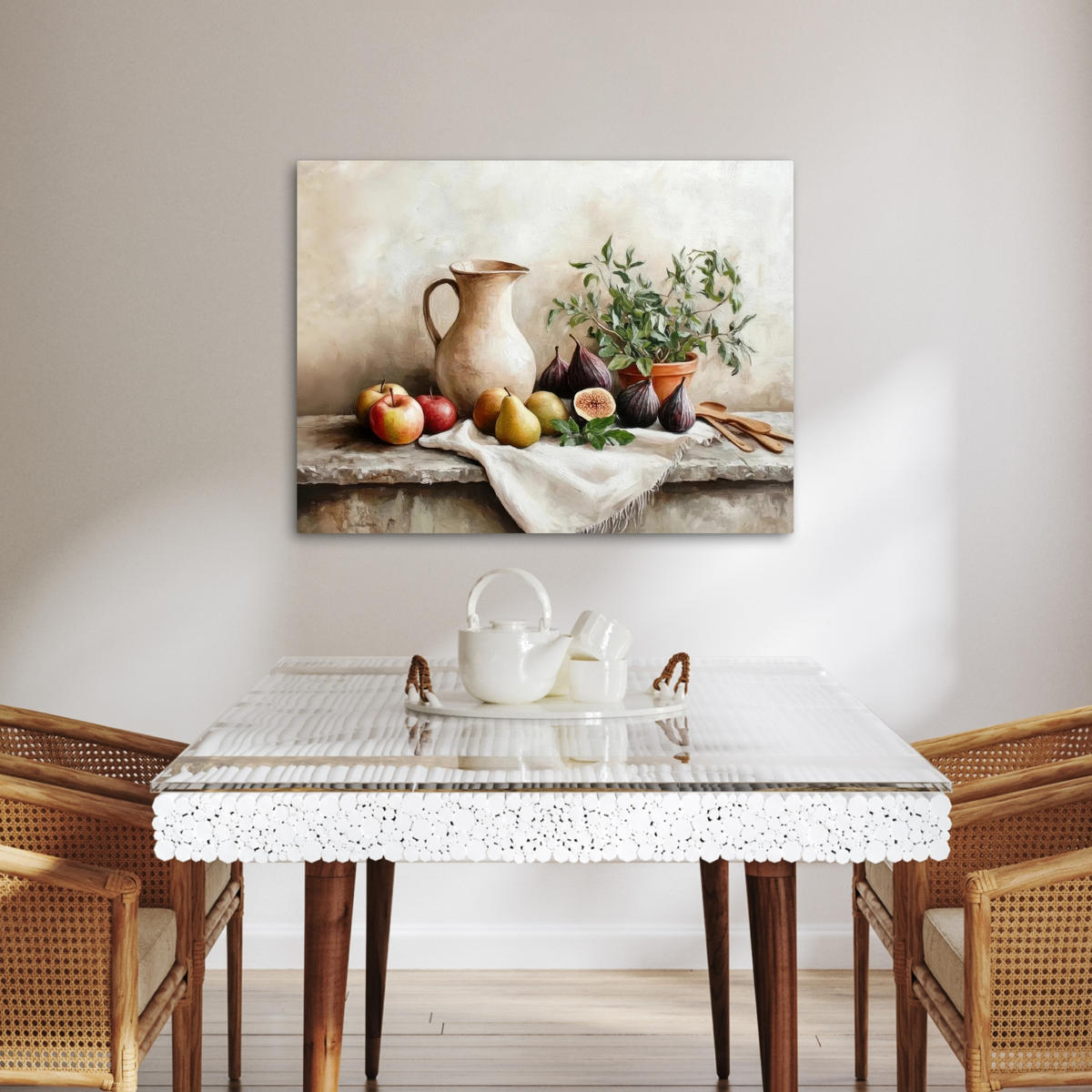 LEINWANDBILD Obst - Kräuter - Ländlich Wandbilder 80x60 cm - Naturfarben, Textil (80/60cm) - MuchoWow