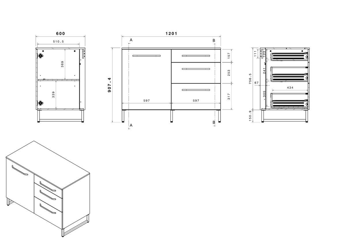 EINBAUKÜCHE grau, Eiche, Küchenzeile Set 6-teilig 360 cm mit viel Stauraum - Eichefarben/Grau, Holzwerkstoff (360/196/60cm) - Parisot Meuble