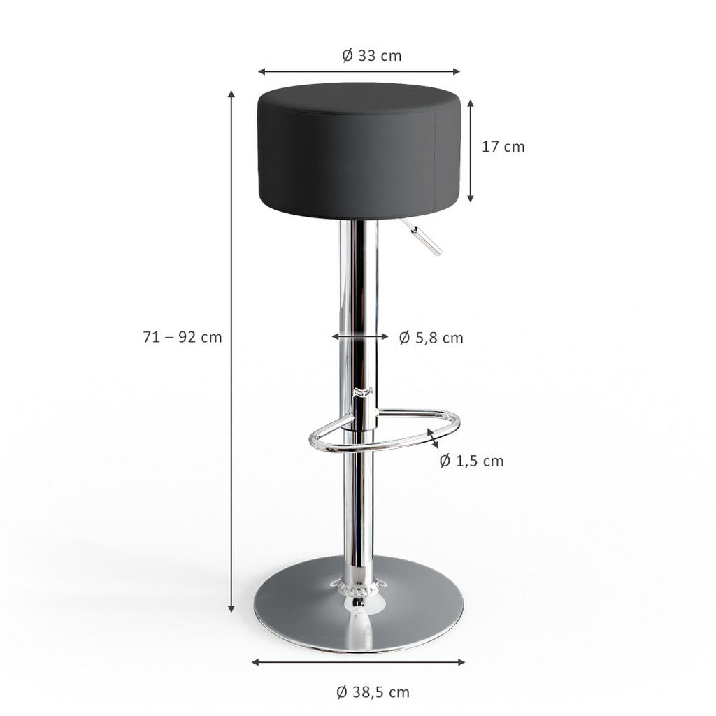 Thumbnail - Vicco Barhocker, Schwarz, Metall, Rechteckig, 33x92x33 cm, Esszimmer, Barmöbel, Barhocker