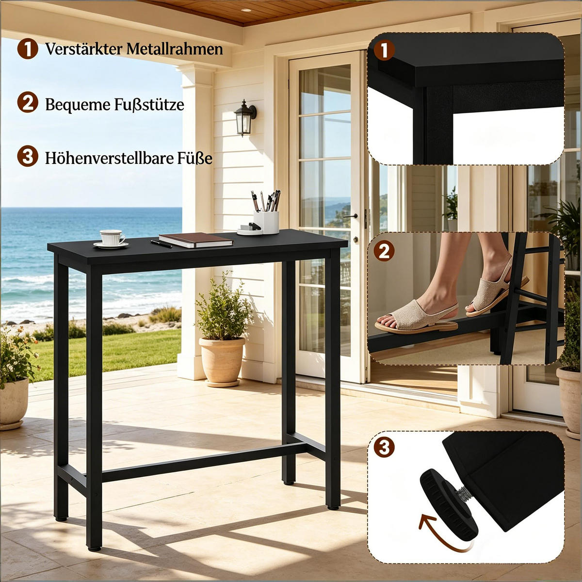 BARTISCH DE-37228 mit Querstange und Eisenrahmen Schwarz - Schwarz, Metall (100/40/100cm) - ComfortXL