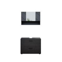 SADA NÁBYTKU DO KOUPELNY Irma Antracitový vysoký lesk - antracitová/vysoce lesklá černá, kompozitní dřevo (80/58.6/41cm) - Vicco