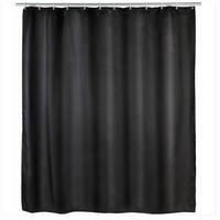 DUSCHVORHANG Weiß Kunststoff maschinenwaschbar mit Ringen - Schwarz, Textil (180/200cm) - MCBOSON