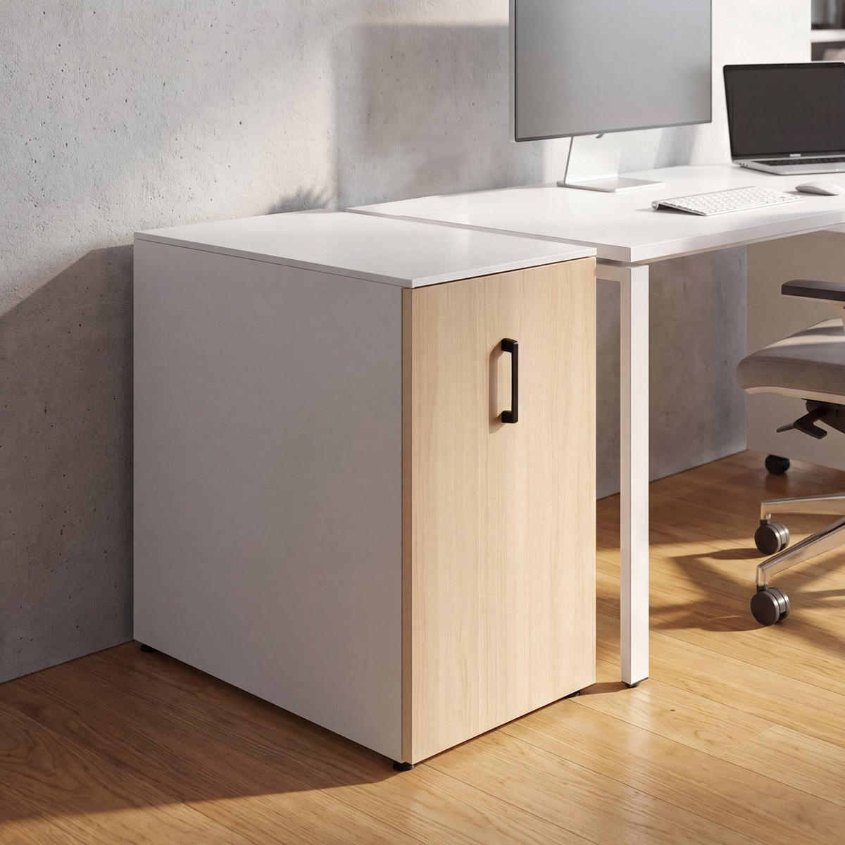 AKTENSCHRANK Weiß, Braun - Weiß/Braun, Metall (43/74/80cm) - MCW