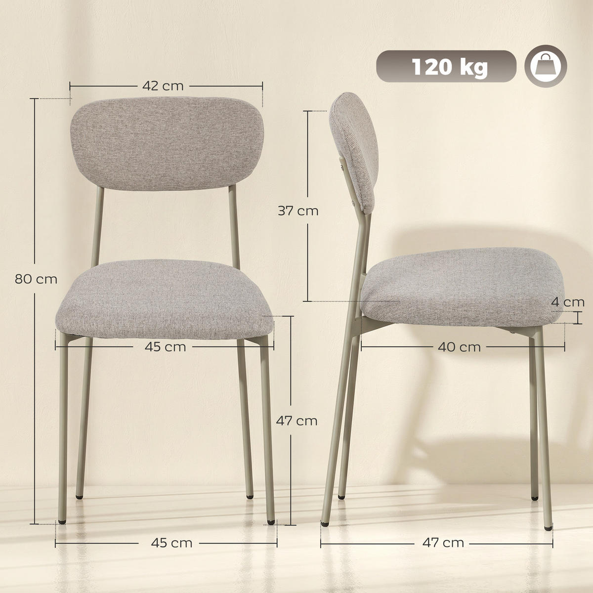 STÜHLE Braun 2 Stück - Braun, Textil (45/80/47cm) - GiPP