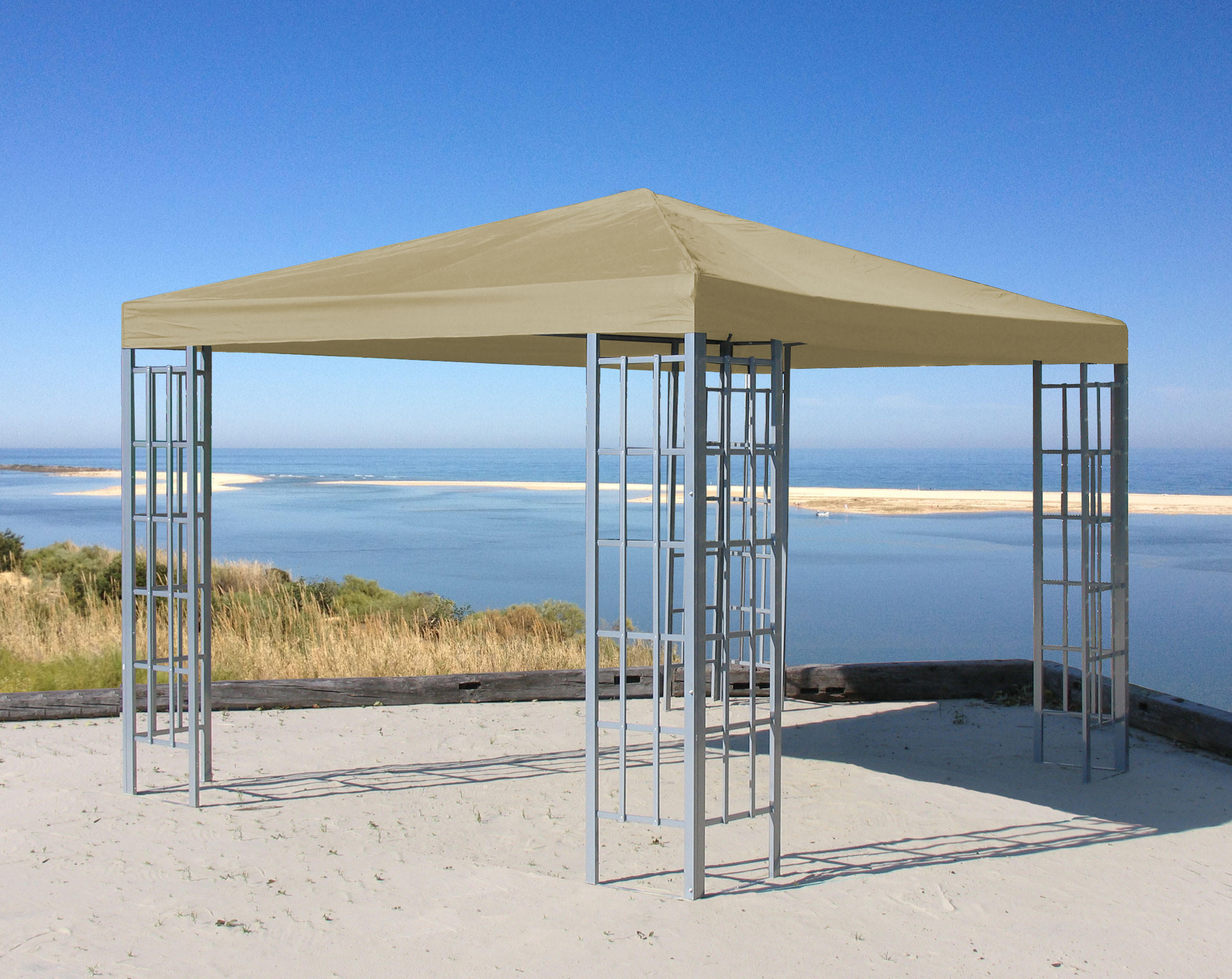 ALUOPTIK Pavillon 3x3m Anthrazit - Beige, Metall (300/256/300cm) - QUICK STAR
