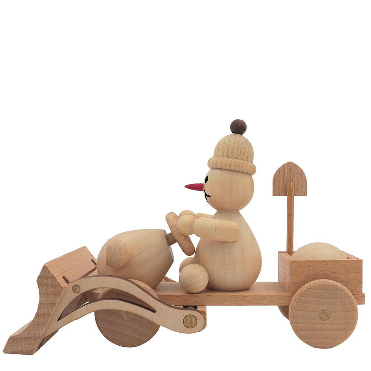 HOLZFIGUR Schneemann Junior mit Schneepflug 9 cm - Multicolor, Holz (15/1/0.1cm)