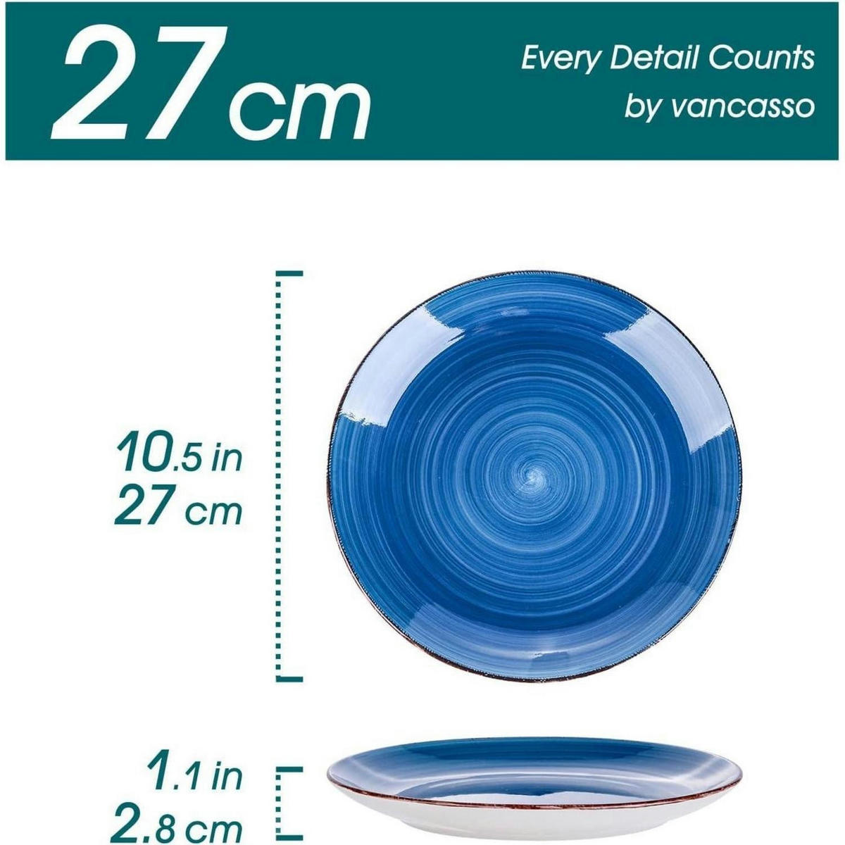 SPEISETELLER 4 teiliges Set Steingut Dunkelblau 27 cm - Blau, Keramik (27/27/2.8cm)