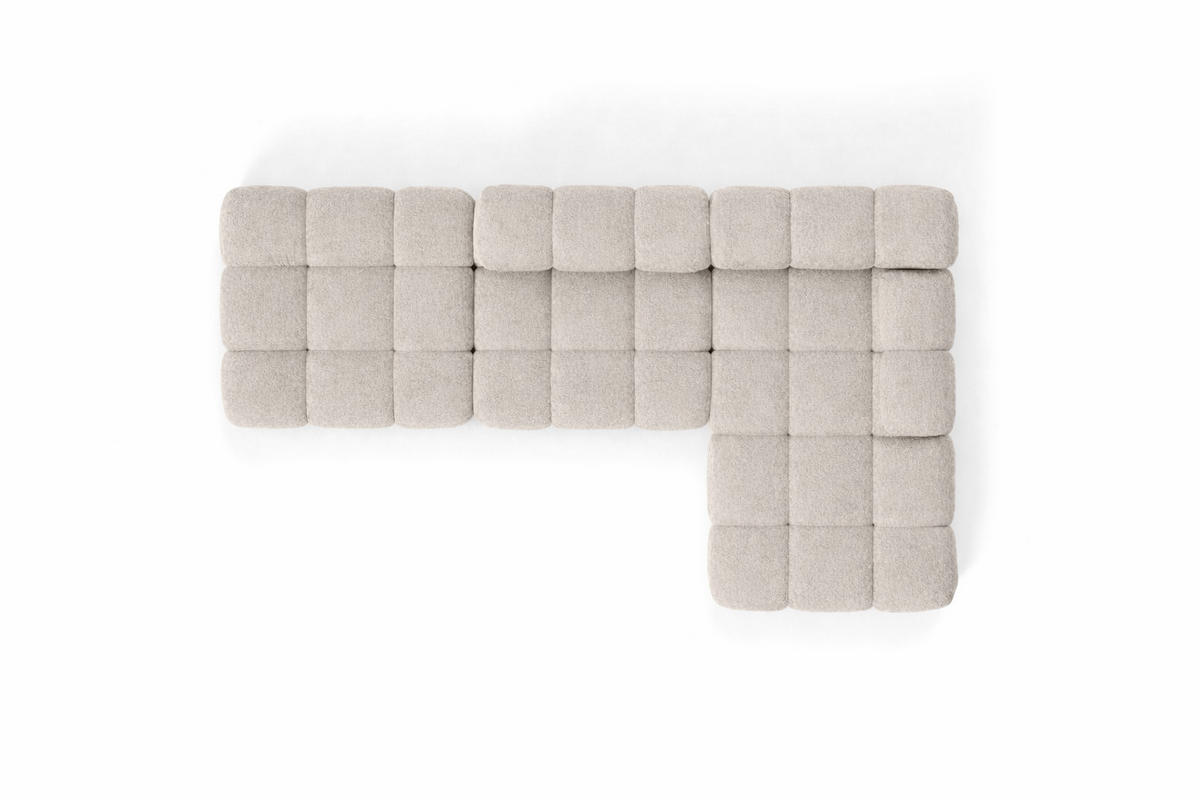 ECKSOFA L-Form Modular Mit Hocker, Bouclé-Stoff Abriamo, Beige, Rechts, Selia - Beige, Holz (285/160cm) - Kaiser Möbel