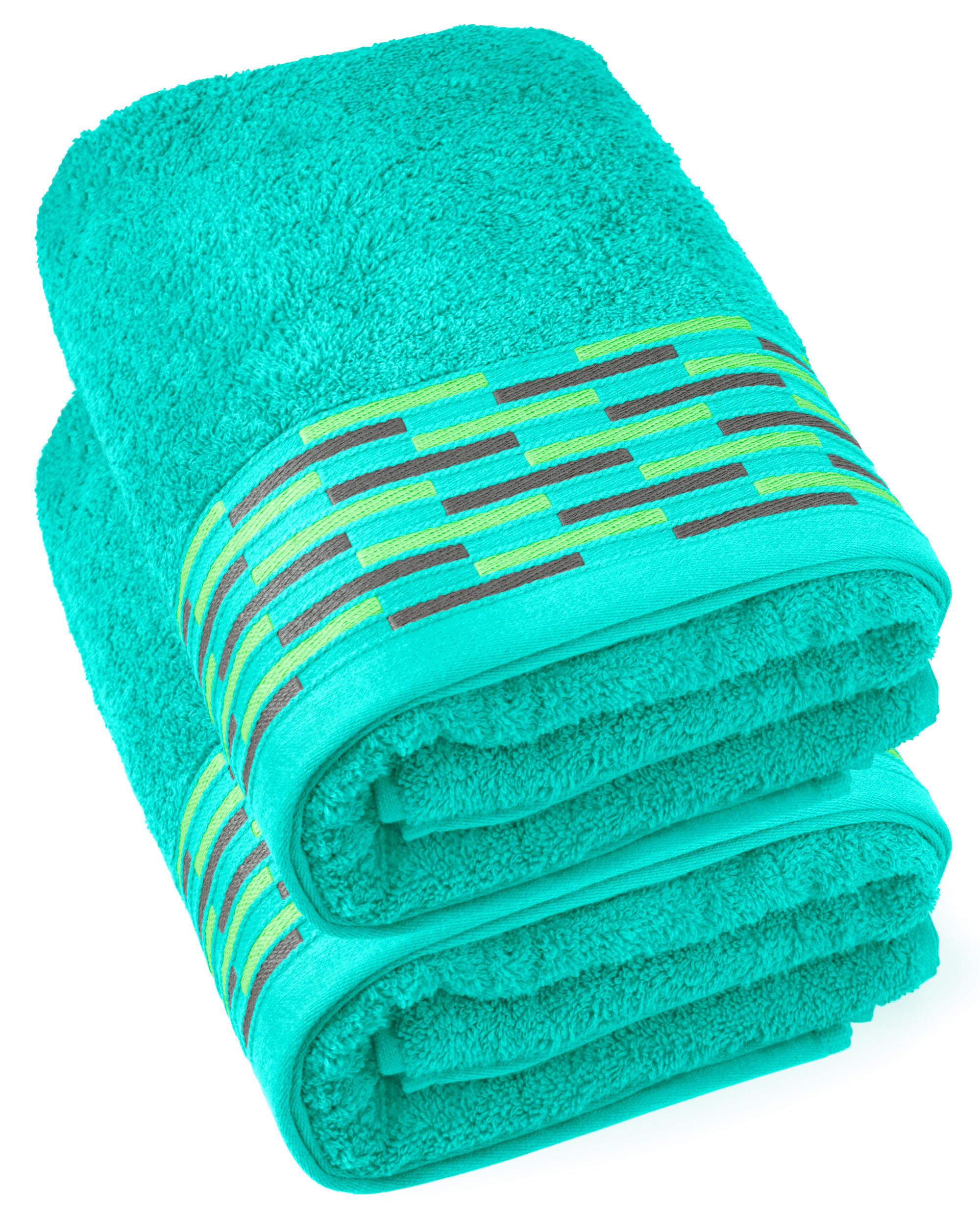 DUSCHTUCH Lugano Türkis 2er 70x140 cm - Türkis, Textil (70/140cm) - Lashuma