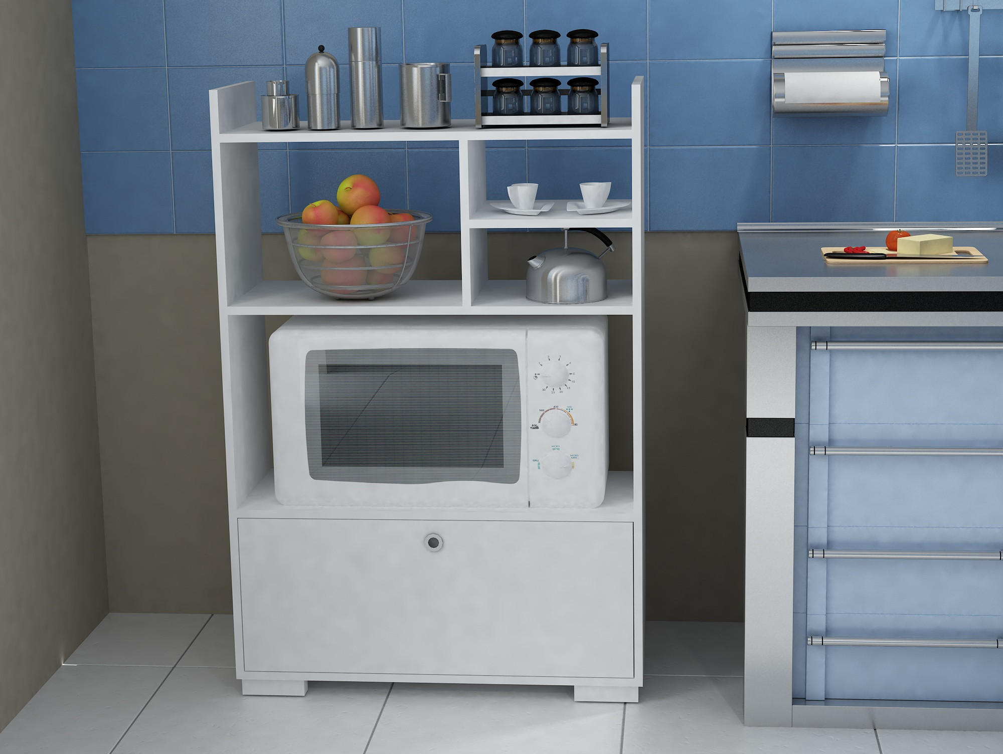 MEHRZWECKSCHRANK Küchenschrank Aras Weiß - Weiß, Holzwerkstoff (90/134/35cm) - moebel17