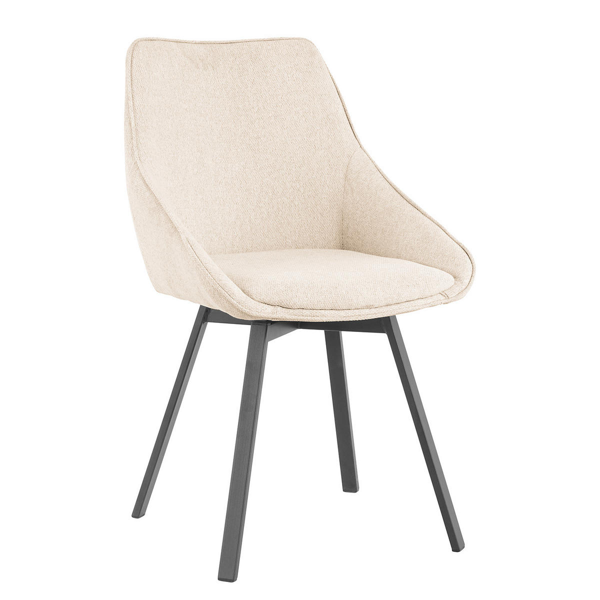 POLSTERSTUHL - 2er-Set - Eisen / Textil - Beige/Schwarz, Kunststoff/Textil (51/87/59cm) - home24