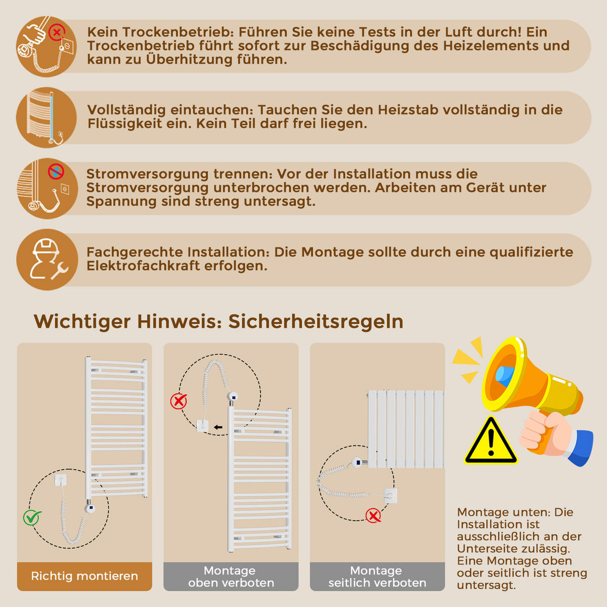 HEIZSTAB 900 W Weiß mit WLAN-Thermostat G1/2" für Handtuchheizkörper und Badheizkörper - Weiß, Metall (6.9/83/6.2cm) - S'AFIELINA