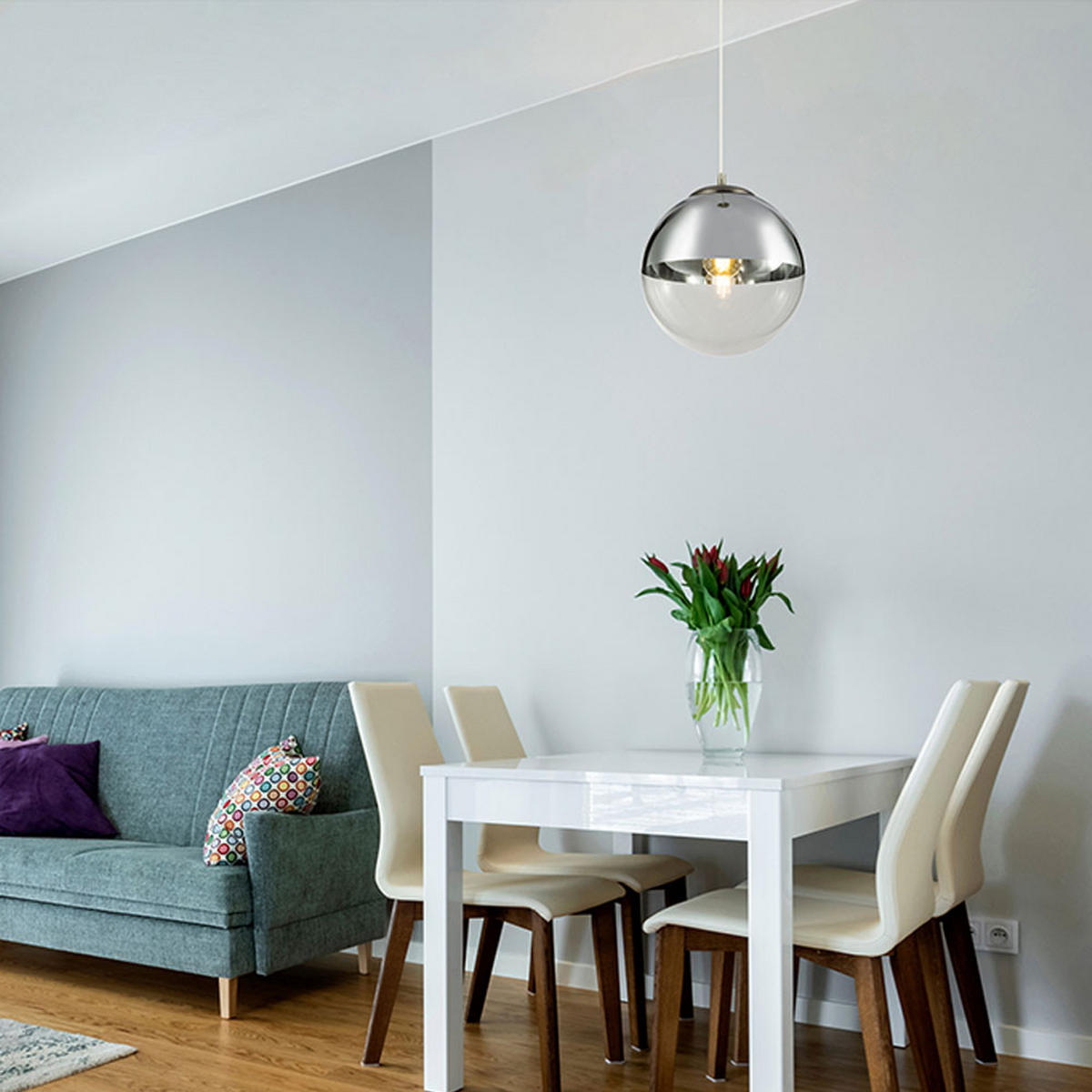 LED HÄNGELAMPE VARUS Silber Transparent - Silberfarben, Glas (30/30/120cm) - Globo Lighting