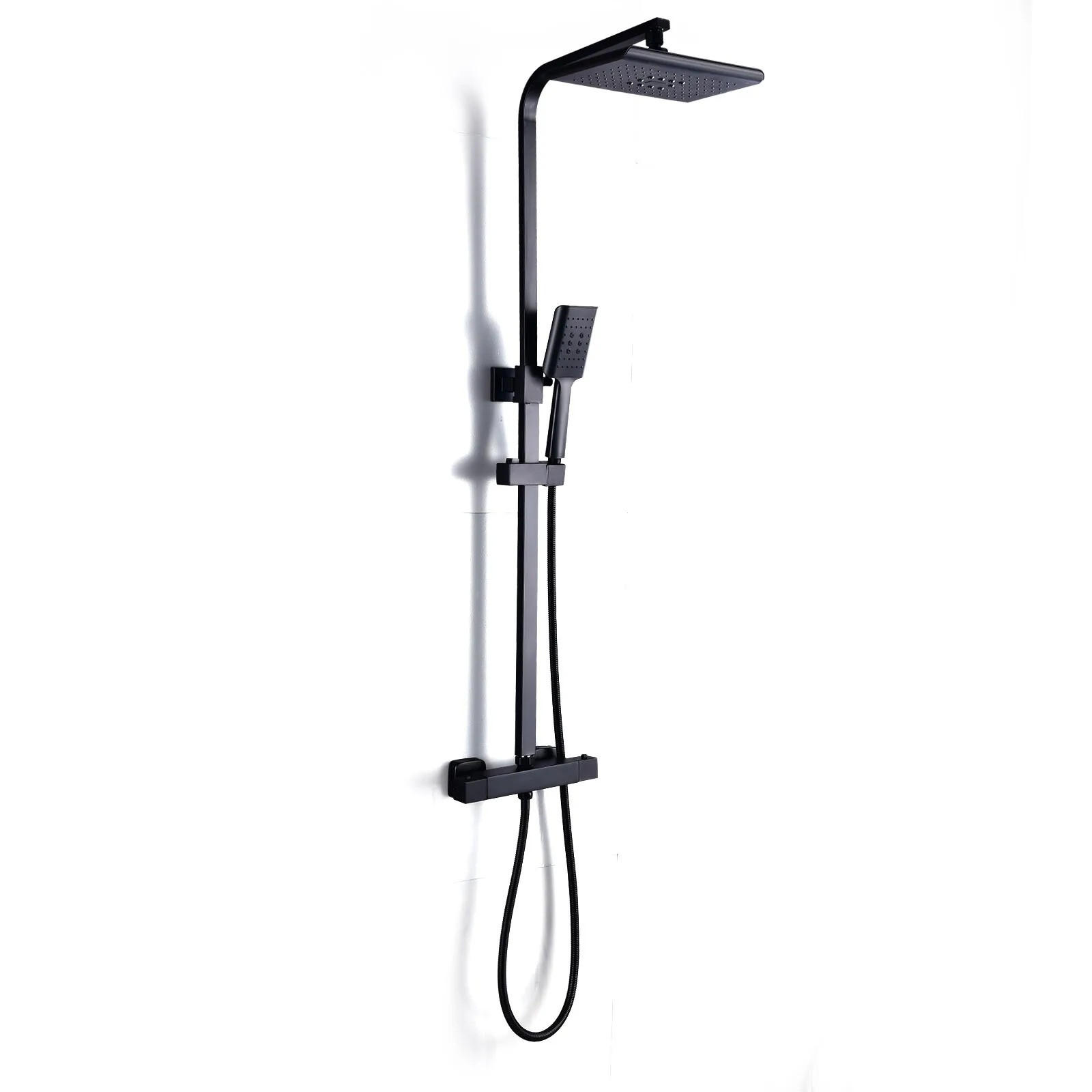 ÜBERKOPFBRAUSESET Thermostat Schwarz 30" Gleitstange - Schwarz, Metall (27/112/18cm) - Kaket