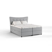 BOXBETT Nevada 160 x 200 cm Doppelbett mit hochwertiger Bonell-Matratze und Topper - grau - Grau, Holz (160/200cm) - Panda Möbel