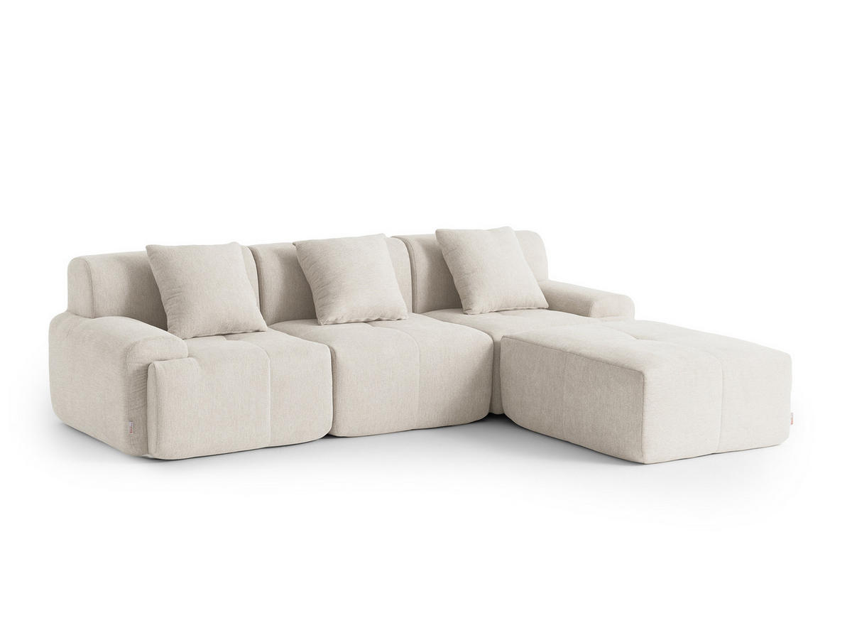 ECKSOFA Chenille Elfenbeinweiß - Creme, Textil (260/190cm) - MILYsofa