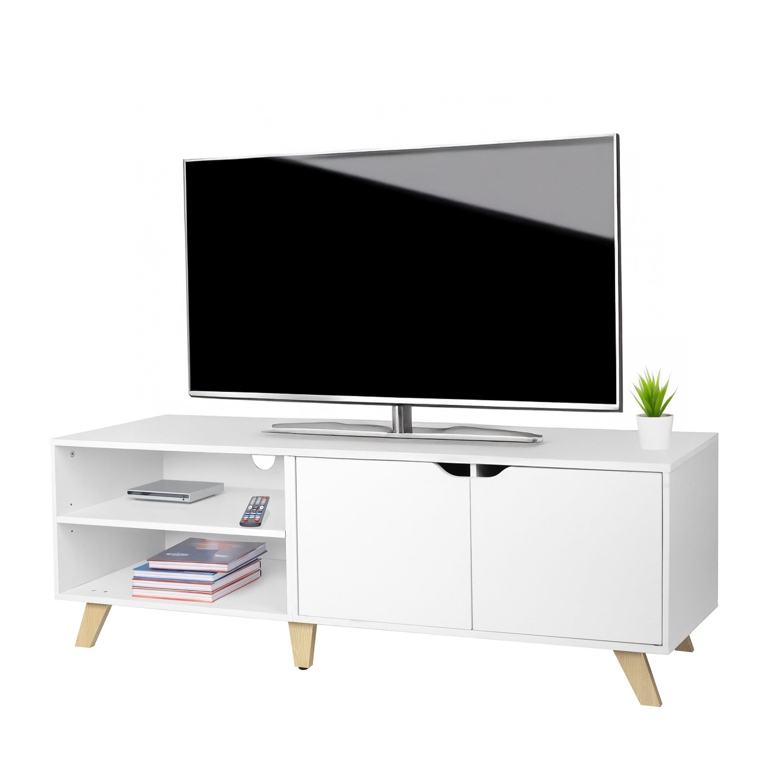Relaxdays SKŘÍŇKA TV bílá 6 přihrádek