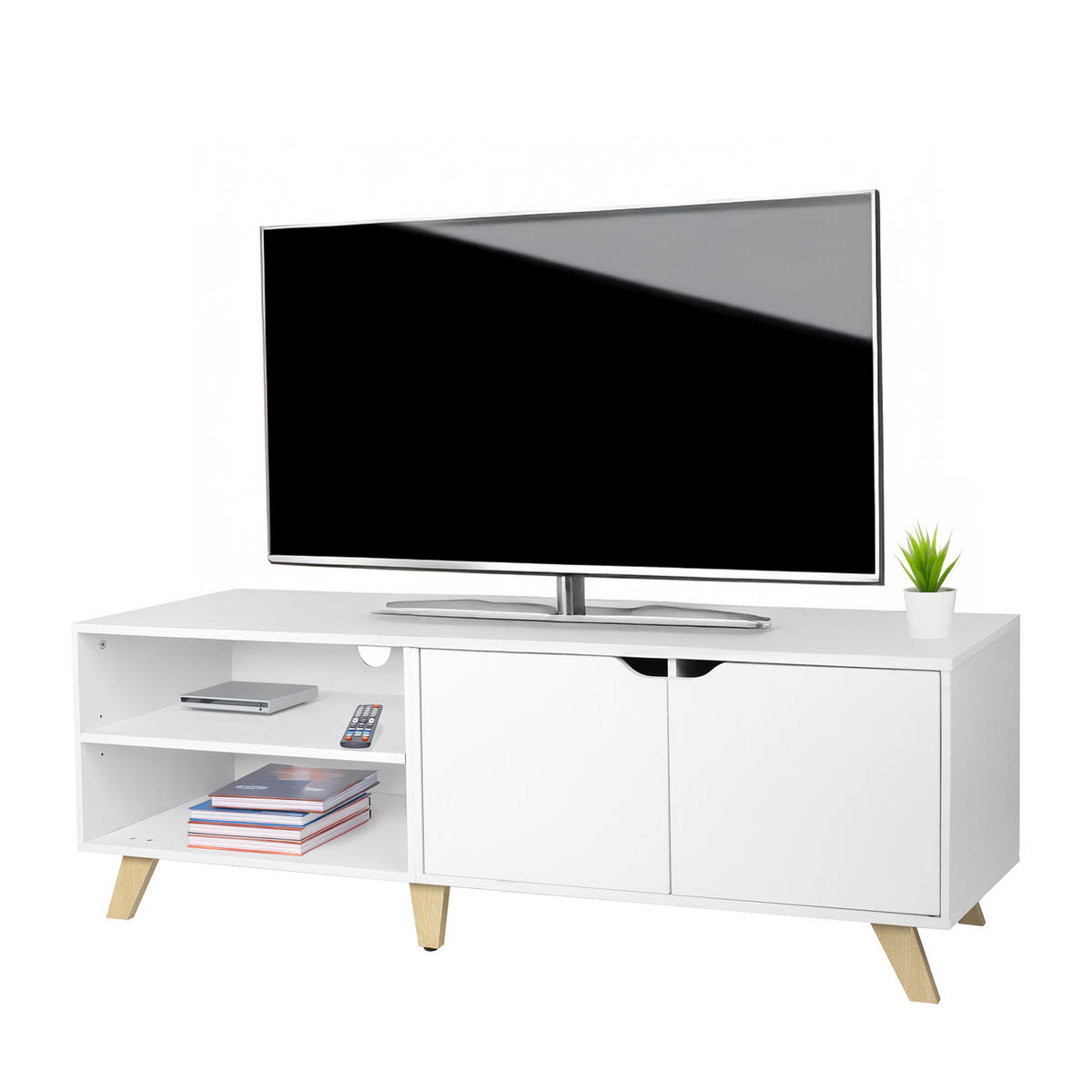 TV-LOWBOARD - Weiß, Holzwerkstoff (140/50/40cm) - Relaxdays