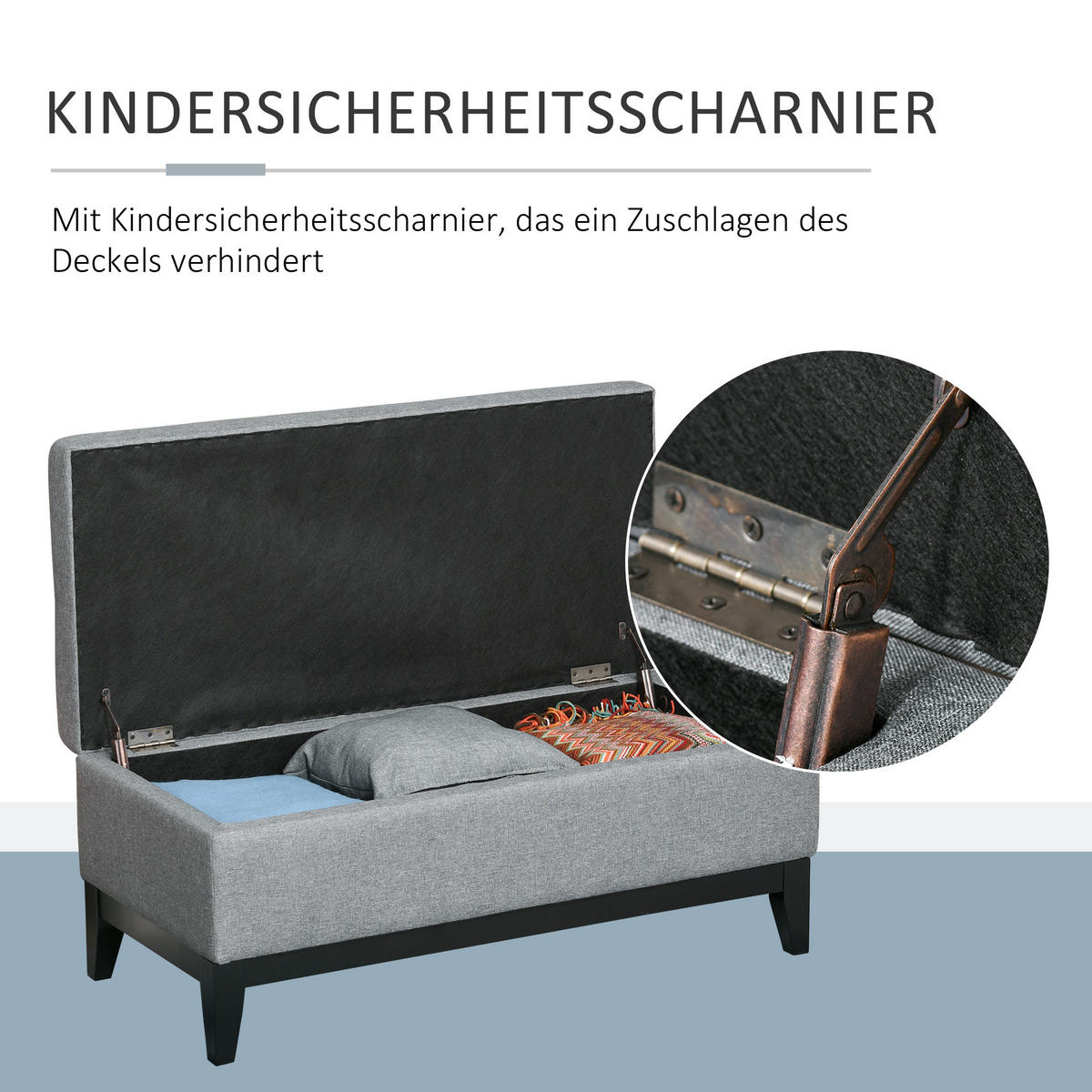 SITZBANK, Birkenholz, Dunkelgrau+Schwarz - Multicolor, Kunststoff (50/44/107cm) - HOMCOM