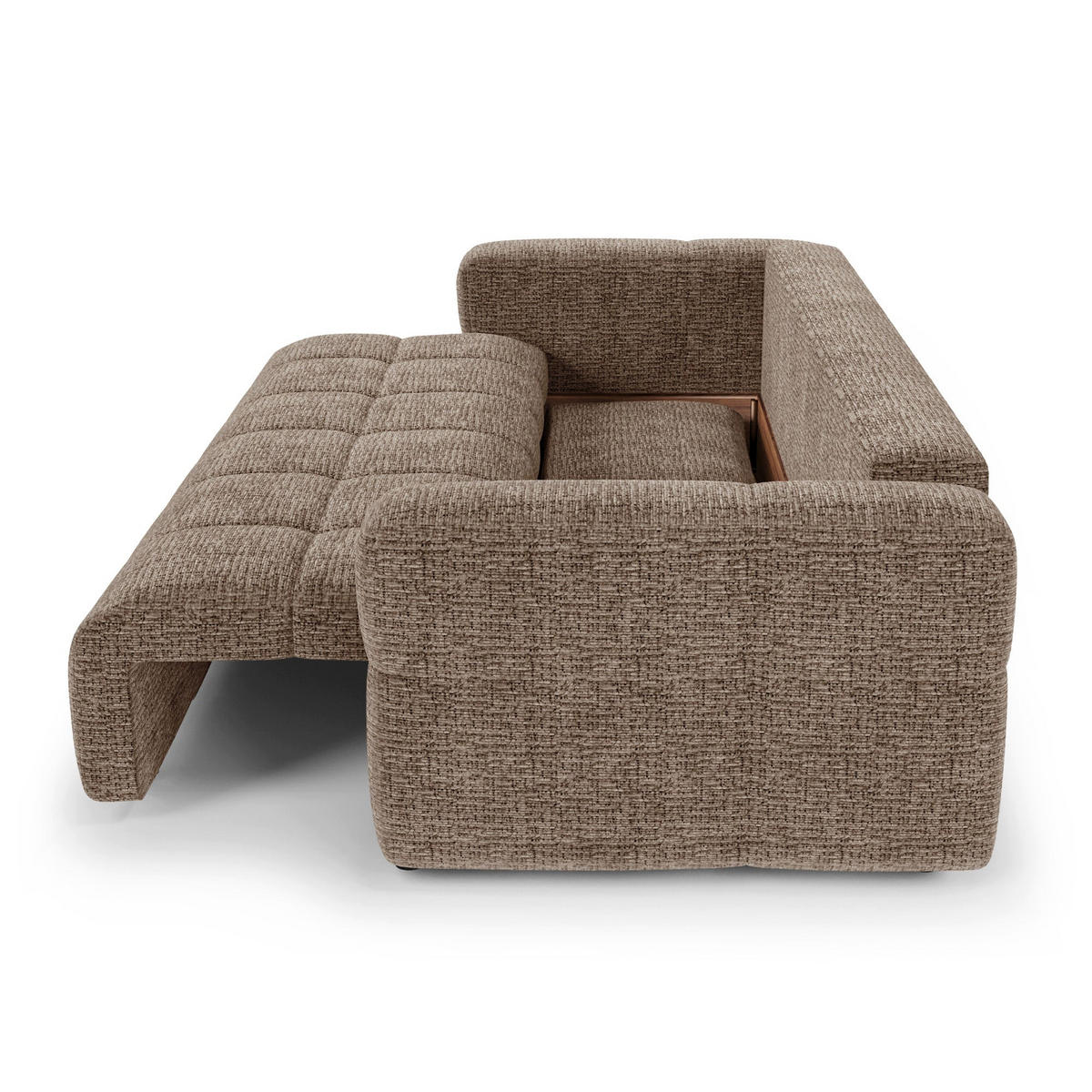 SCHLAFSOFA mit Stauraum VIBE Kettgewebe mit weichem Griff Braun 247cm - Braun, Textil (247/90/102cm) - Premium Interiors