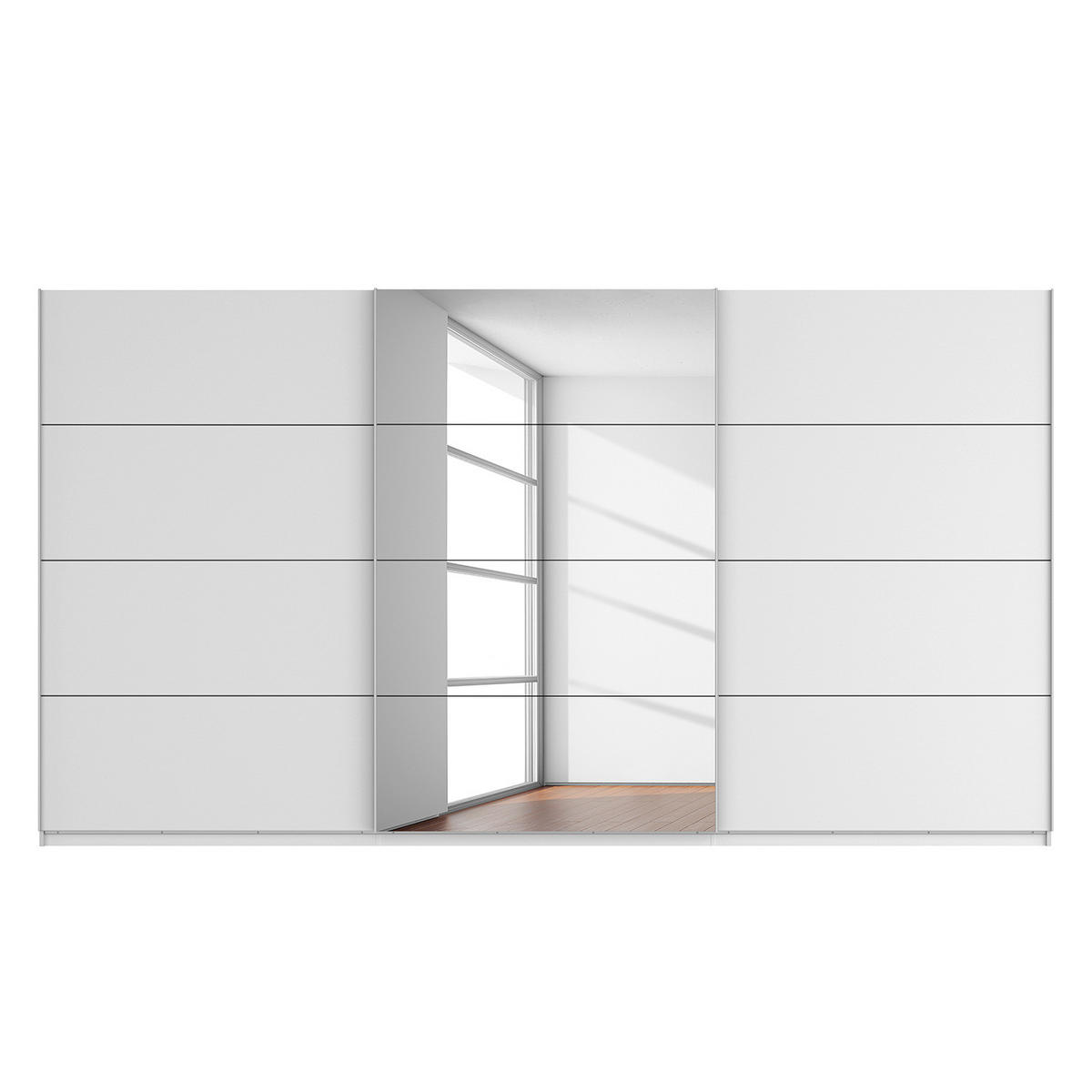 SCHWEBETÜRENSCHRANK - Weiß, Glas/Holzwerkstoff (405/222/68cm) - home24