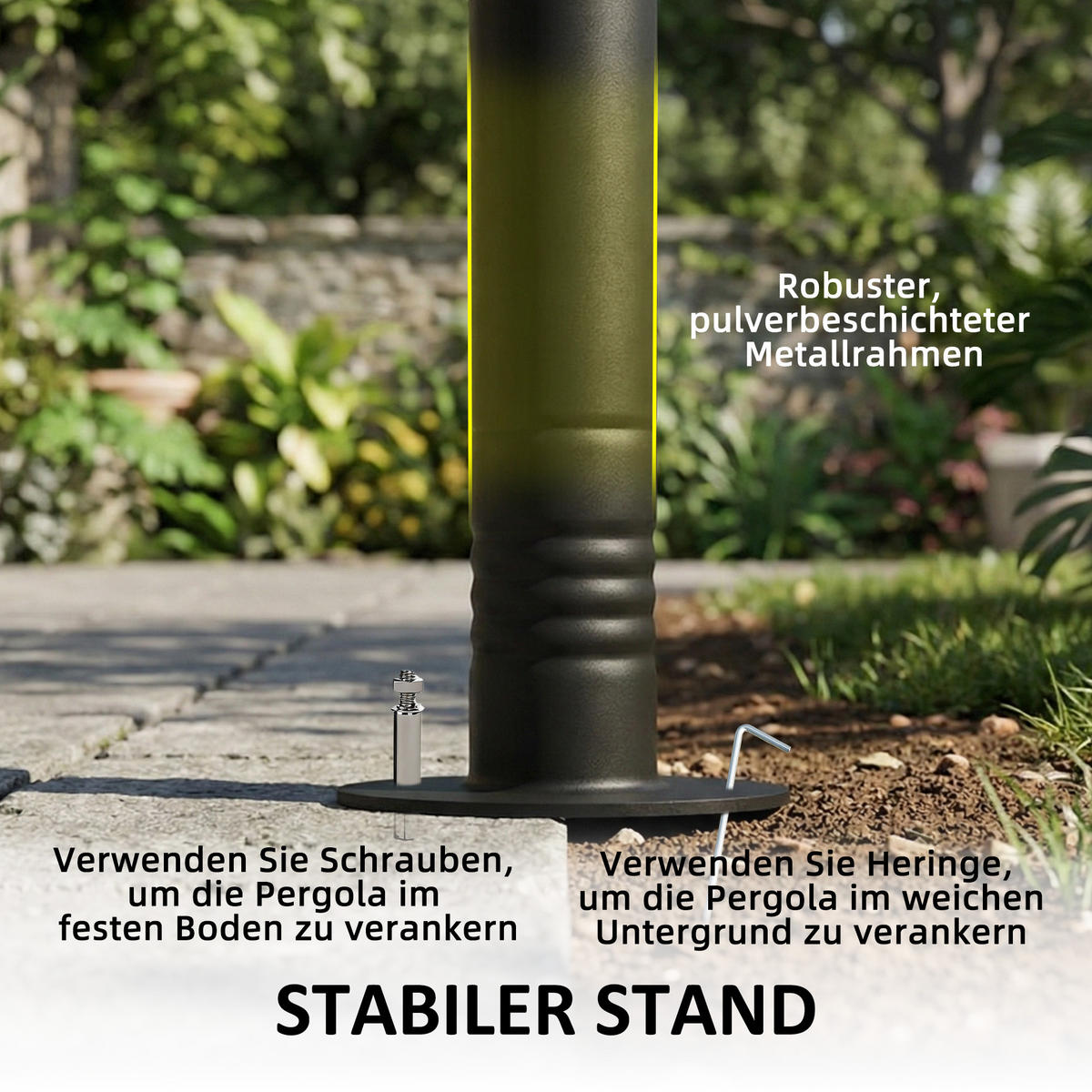 PERGOLA Metall Polyester Cremeweiß - Creme/Schwarz, Textil/Metall (180/230/300cm) - Outsunny