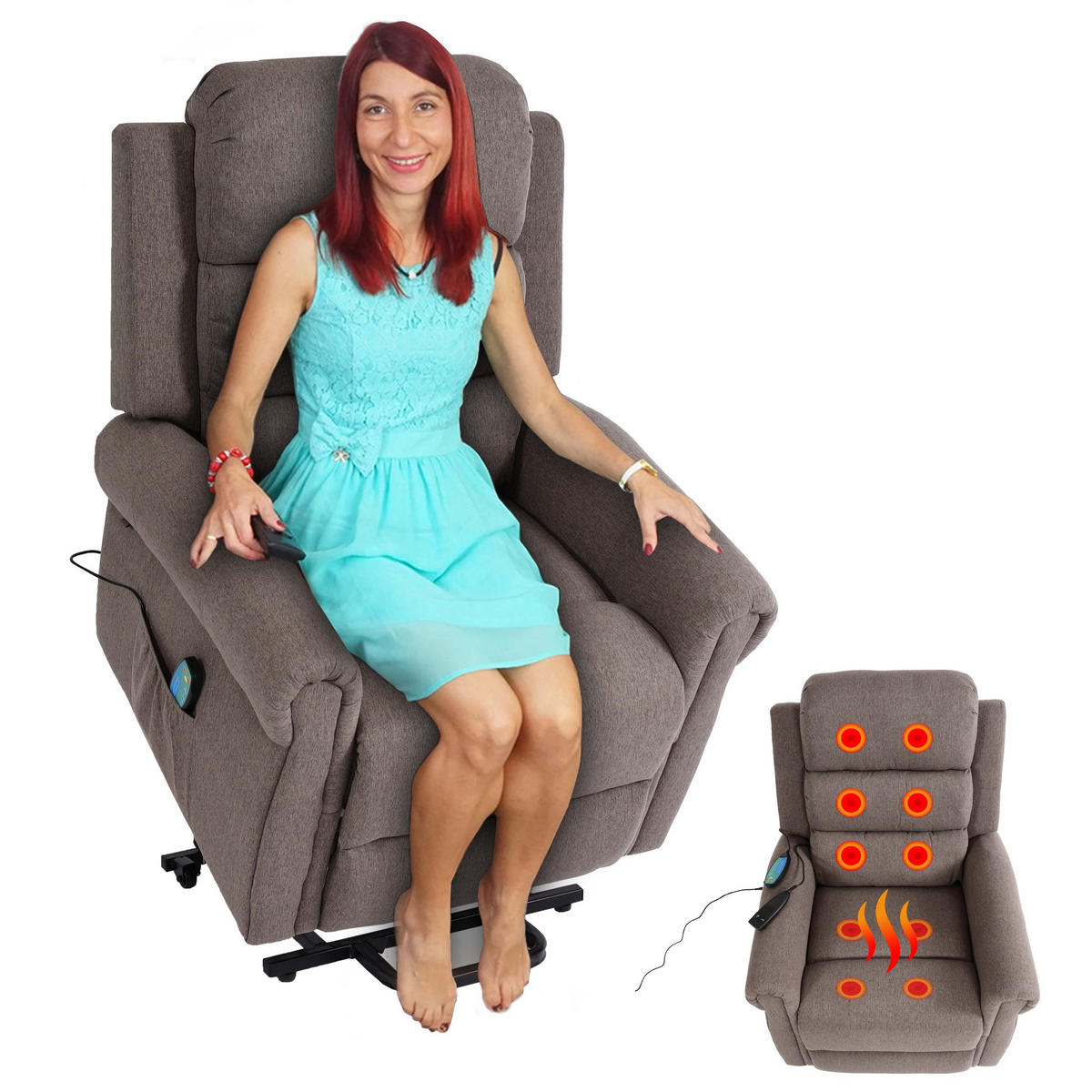 MASSAGESESSEL HxBxT 144x83x83cm Sitzhöhe 50cm Stoff/Textil Dunkelgrau Sessel - Dunkelgrau, Textil (83/144/83cm) - BERLINLODGE