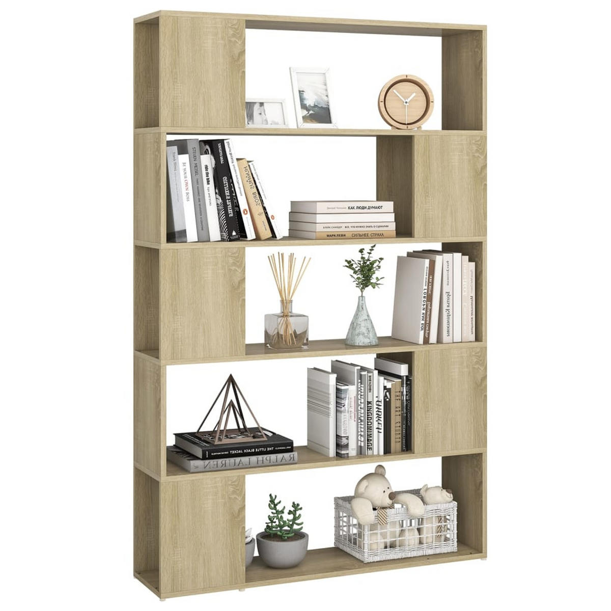 BÜCHERREGAL mit 5 Ebenen 100/24/155 cm aus Holzwerkstoff Sonoma-Eiche Dekor - Sonoma Eiche, Holz (100/155/24cm) - vidaXL