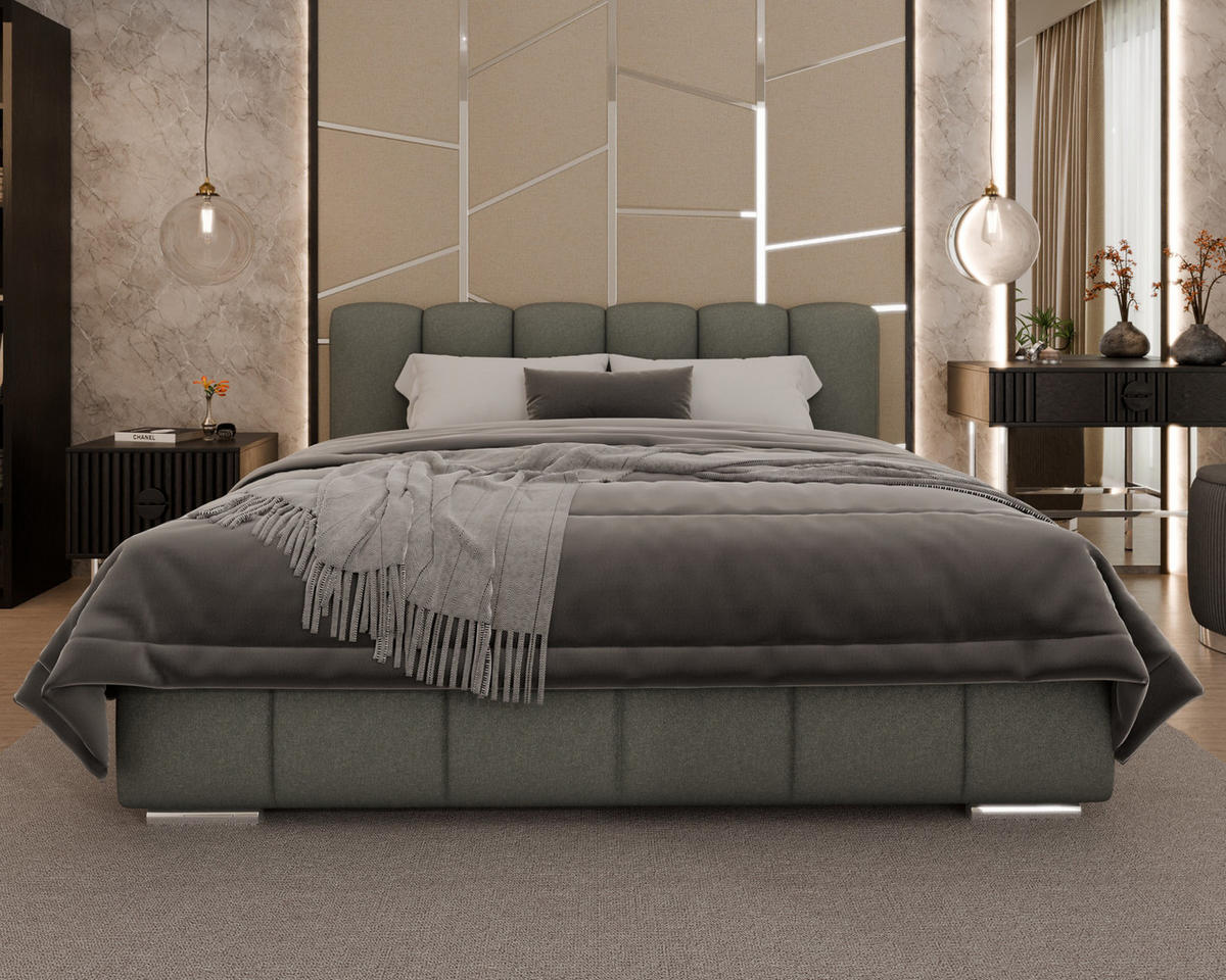 POLSTERBETT Zaira 180x200cm – Elegantes Polsterbett für modernen Wohnstil , ohne matratze, grau - Grau, Holz (180/200cm) - Homesy