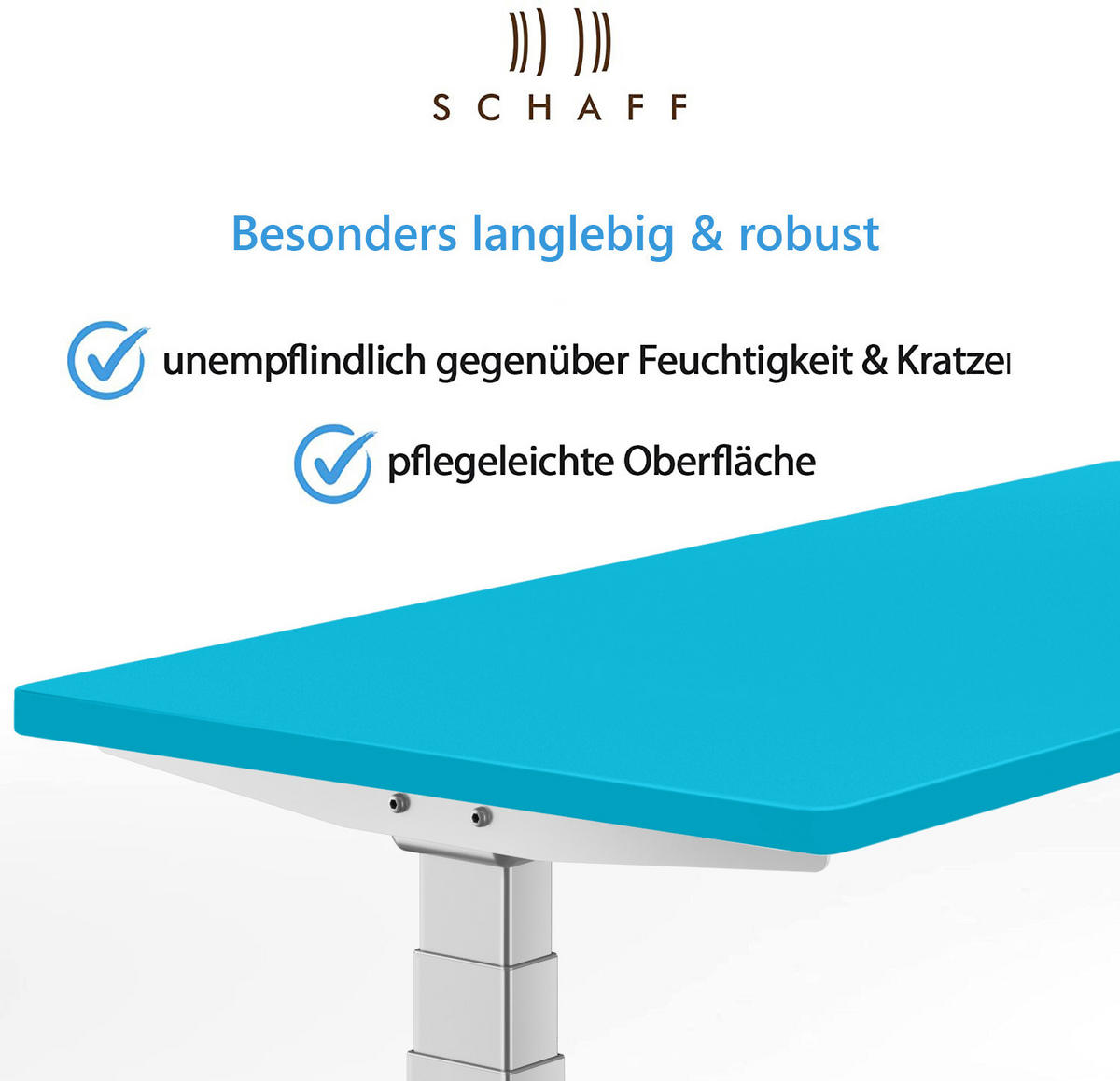 SCHREIBTISCH elektrisch höhenverstellbar REC | 140x60 cm | Blau - Blau, Metall (140/60/60cm) - Schaff