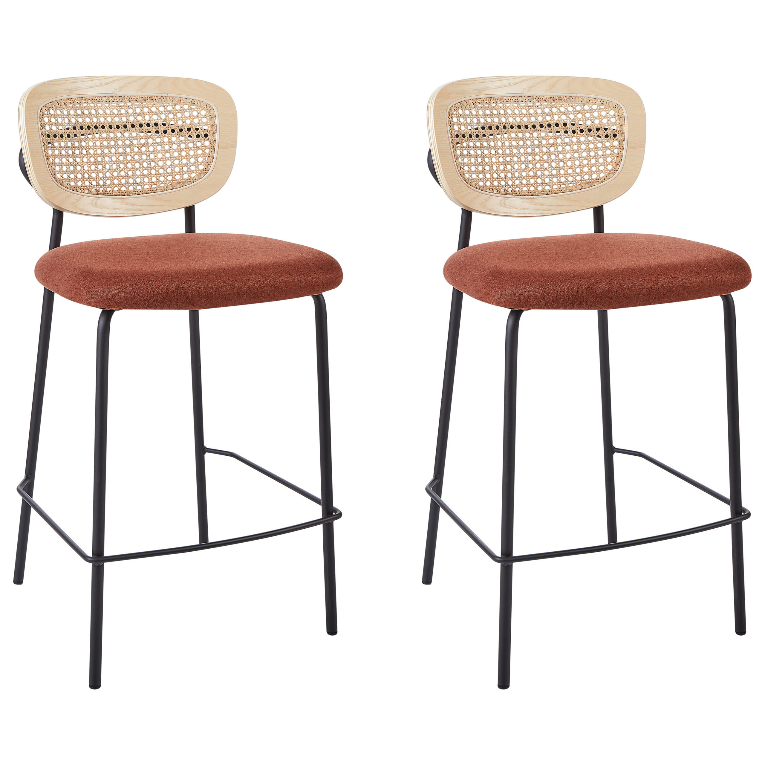 BARSTÜHLEN 2er-Set Naturfarben Mayetta - Schwarz/Naturfarben, Textil (45/90/43cm) - Beliani