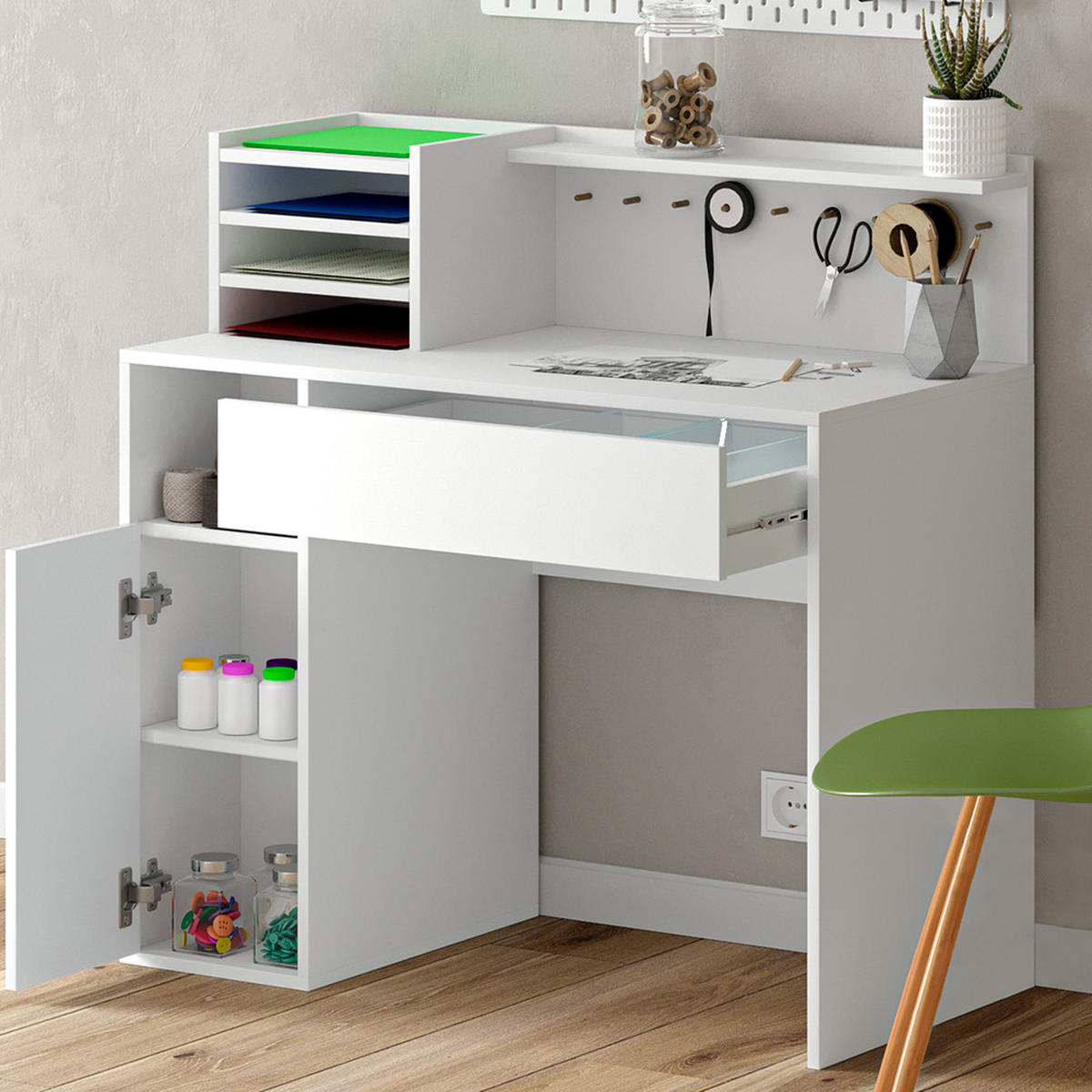 SCHREIBTISCH Weiß 100 x 50 cm - Weiß, Holzwerkstoff (50/100/100cm) - Vicco