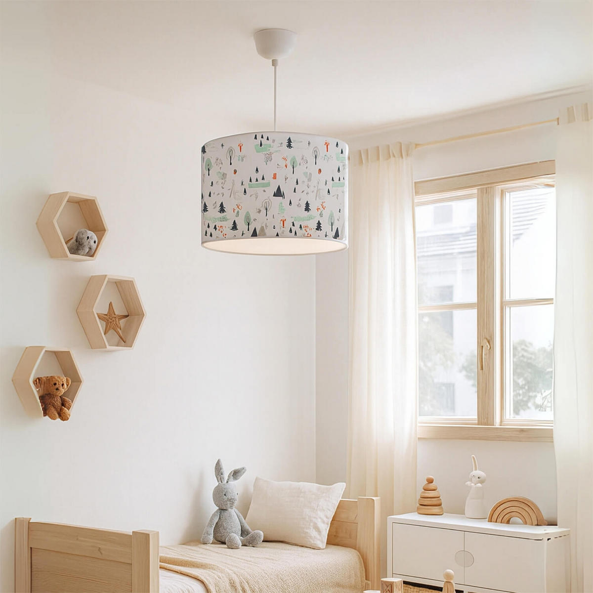 KINDERHÄNGELEUCHTE Rugby - Weiß/Grün, Textil (28/28/70cm) - lux.pro