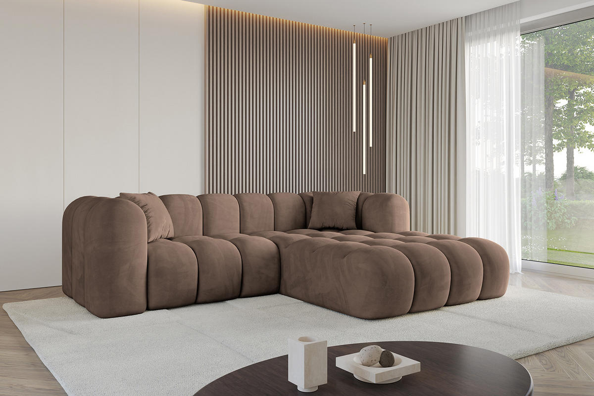 ECKSOFA Ottomane Rechts OLEA-L1 - 231x173x74 cm Braun - Schwarz/Braun, Holzwerkstoff/Kunststoff (231/173cm) - ALTDECOR