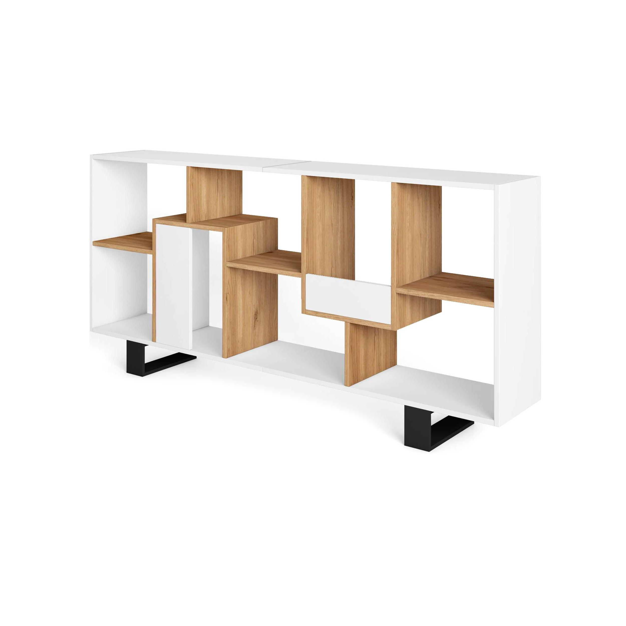 REGAL Bibliothek, Weiß und Eiche, 67/31/174cm - Eichefarben/Weiß, Holzwerkstoff (67/174/31cm) - Skraut Home