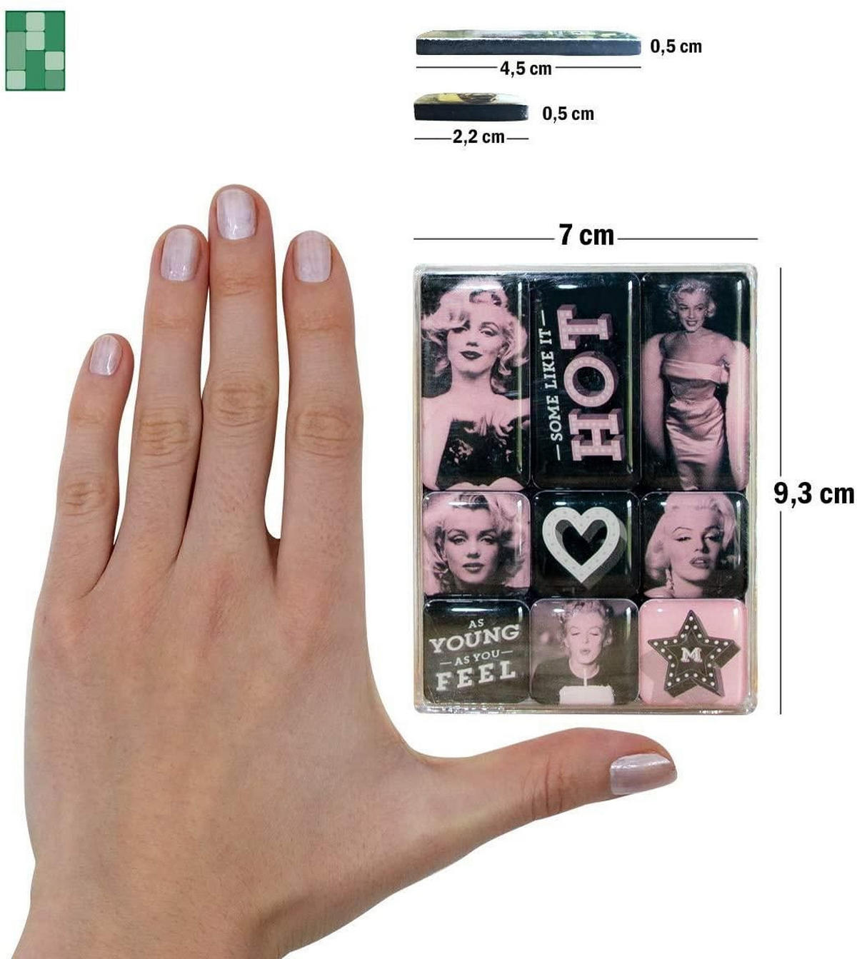 MAGNETSET 9-teilig Celebrities Some Like It Hot - Multicolor, Metall (7/9/2cm) - Nostalgic-Art