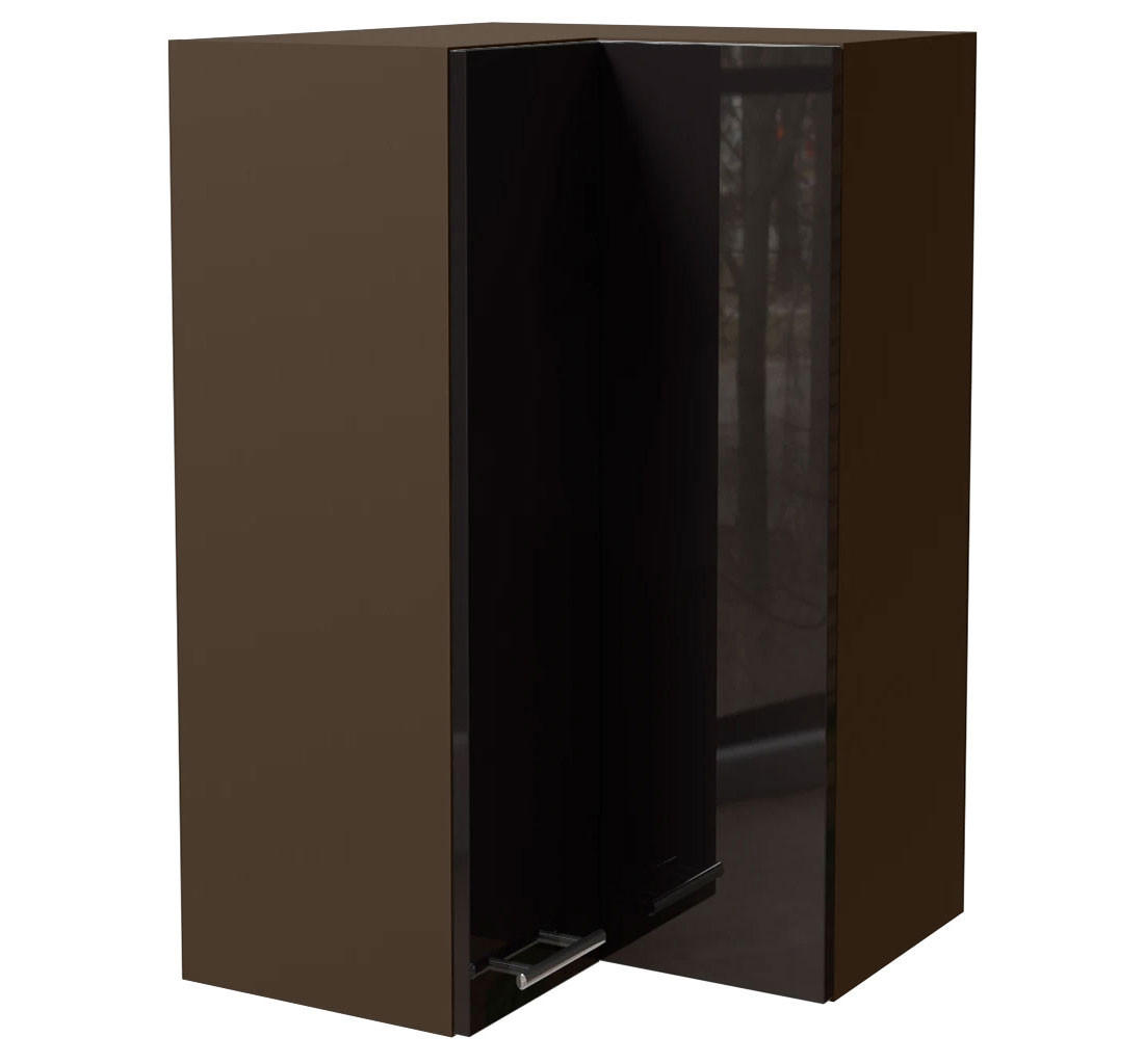 Feldmann-Wohnen Eckhängeschrank Schwarz Hochglanz, Dunkelgrau 60x96x60 cm