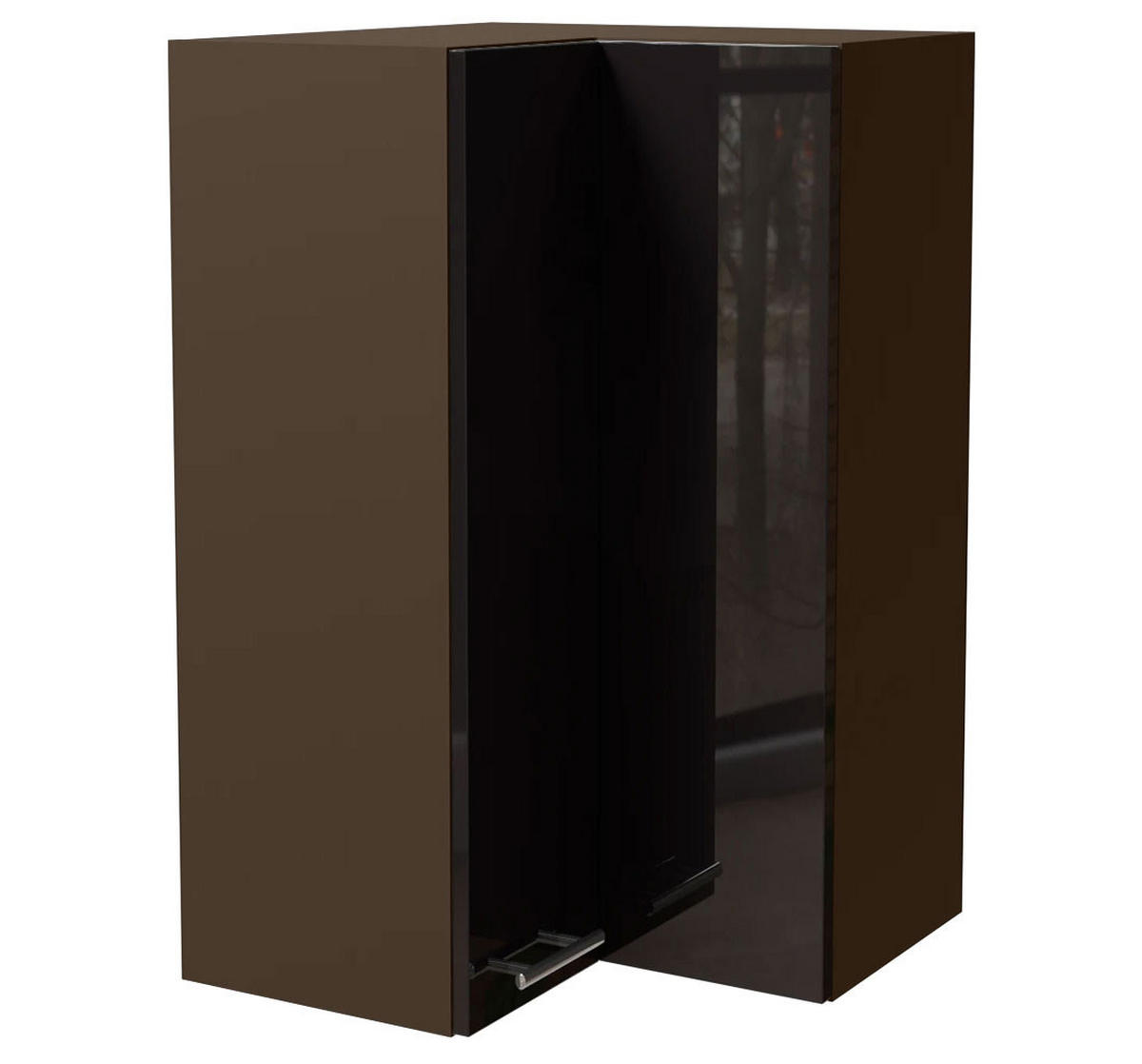 ECKHÄNGESCHRANK Essen W14/60 Schwarz Hochglanz / Lava Matt 60 / 60 / 96cm - Schwarz Hochglanz/Dunkelgrau, Holz/Holzwerkstoff (60/96/60cm) - Feldmann-Wohnen