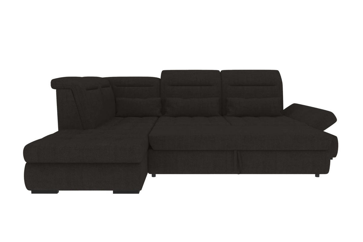ECKSOFA Toscana Velours inkl. Schlaffunktion - Schwarz, Textil (227/279cm) - 99rooms