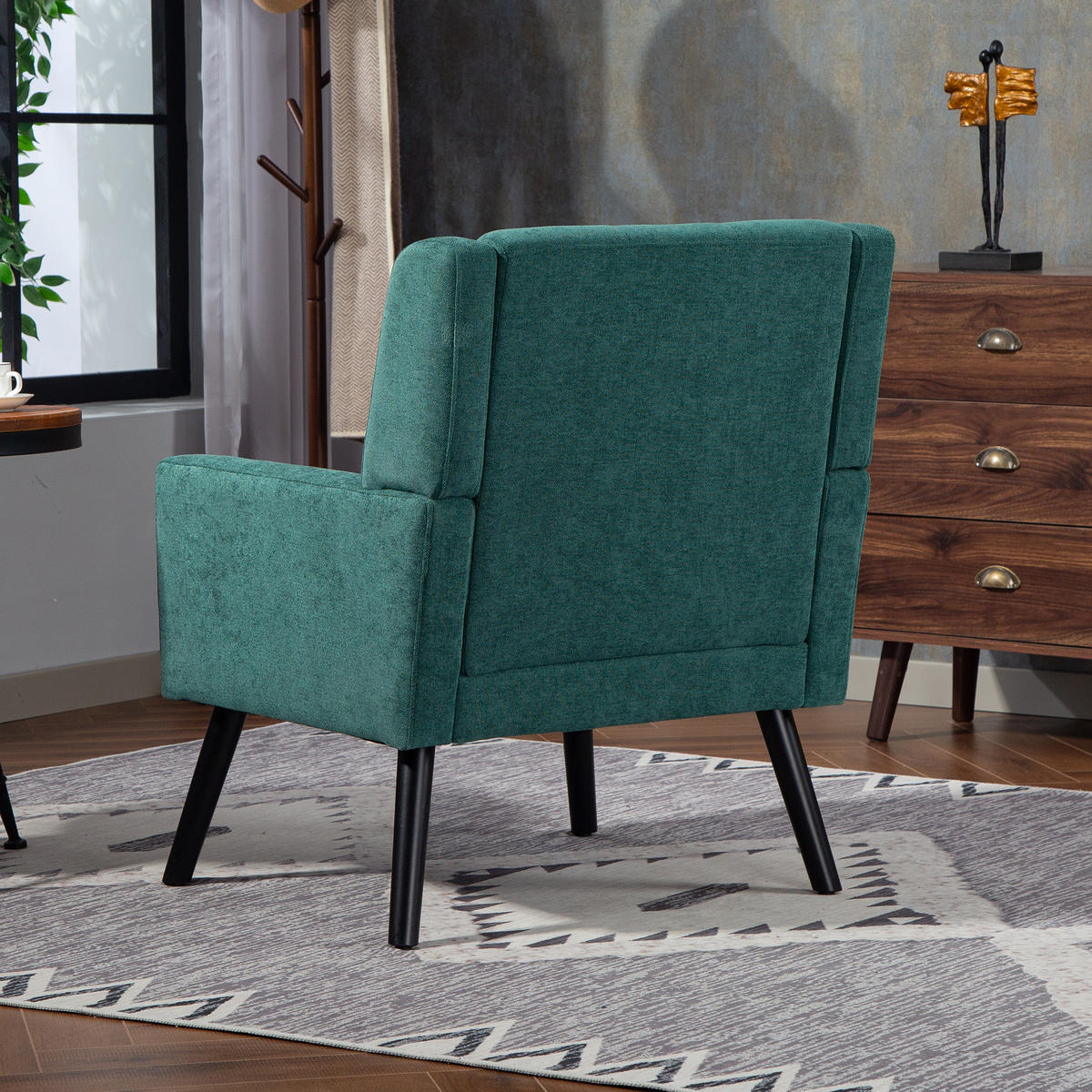 POLSTERSTUHL Leinenbezug mit Tufting 68/76/88 cm Waldgrün 130 kg - Waldgrün, Textil (76/88/68cm) - Redom