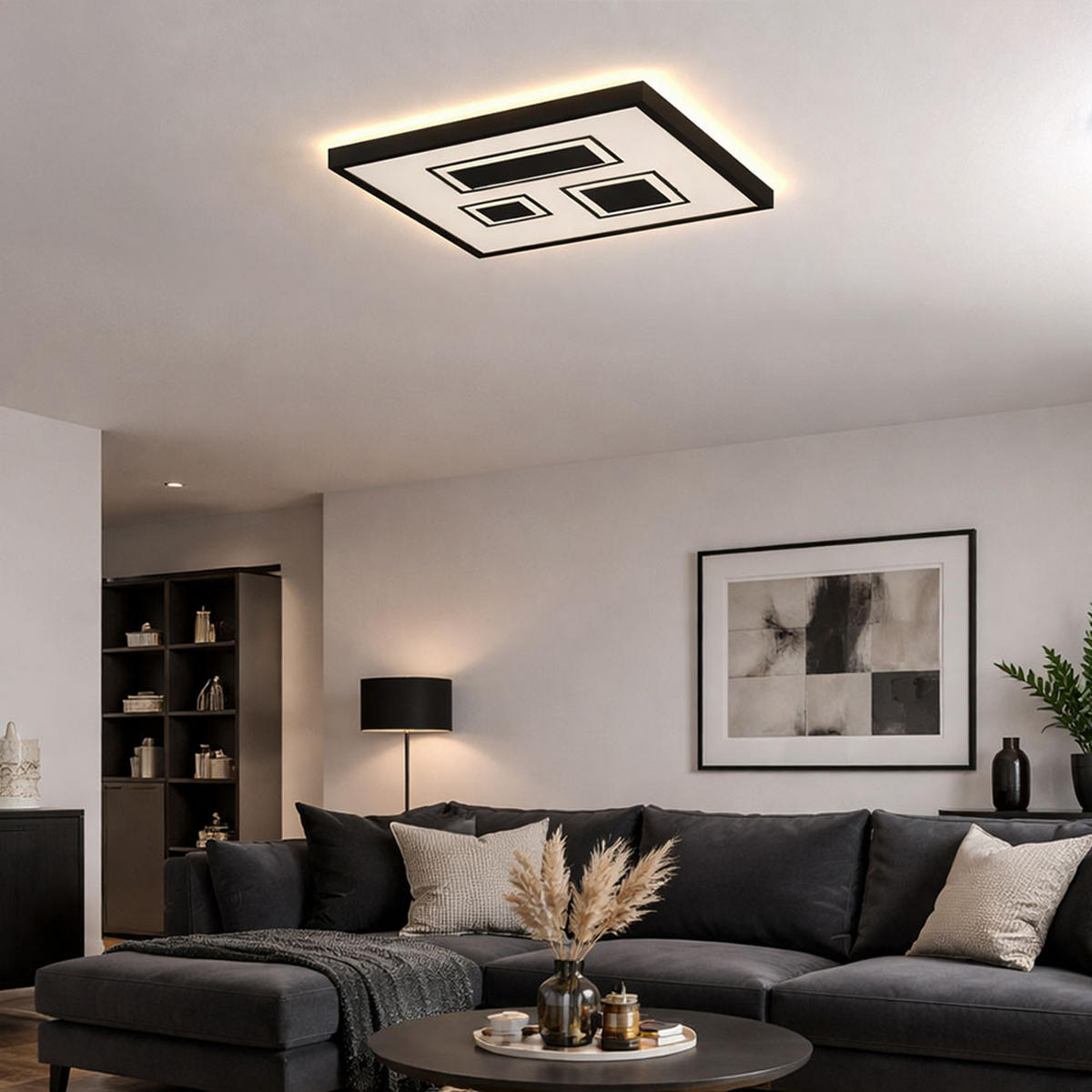 LED DECKENLEUCHTE Backlight Schwarz - Schwarz, Kunststoff (42.3/42.3/4.1cm) - Briloner