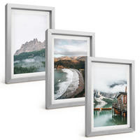 BILDER SET 3er Set - 20x30 cm Silberner Rahmen - Holzhaus an Bergstränden - Silberfarben, Kunststoff (20/30cm) - TULUP