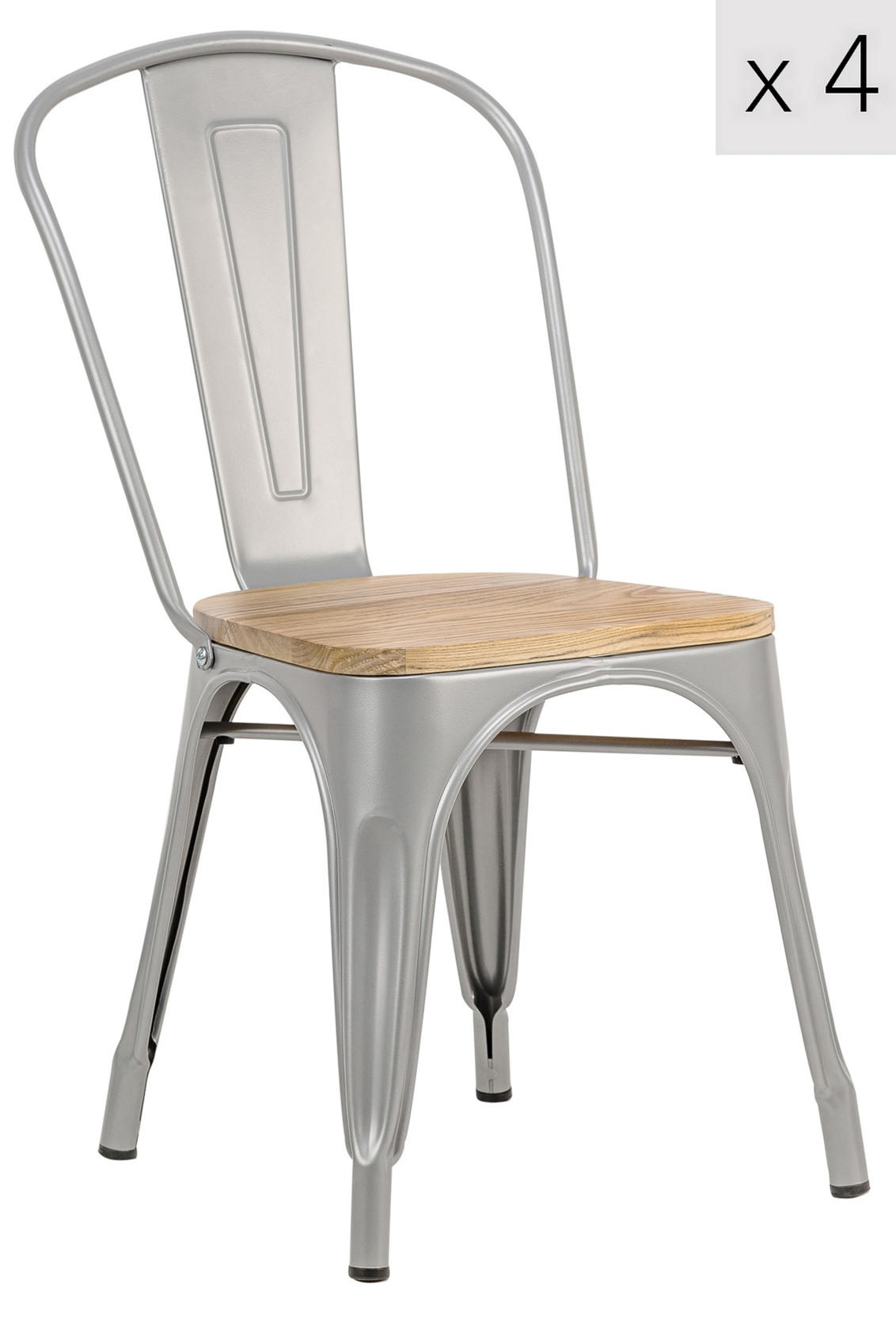 STUHL 4er-Set Holz Grau - Grau, Holz (44/82.5/55cm) - Nordlys