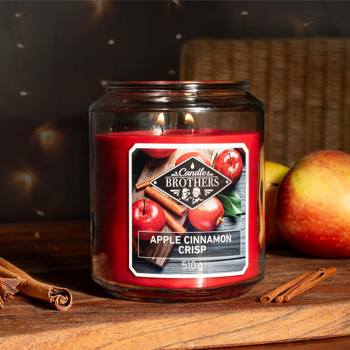 DUFTKERZE CandleBrothers - Rot, Naturmaterialien/Glas (15cm)