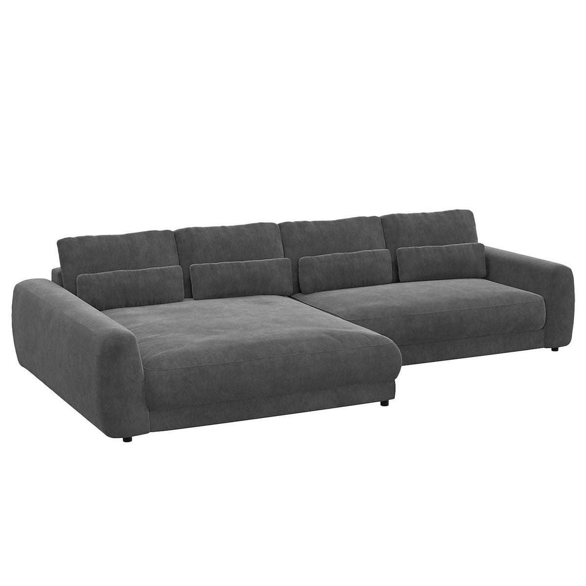 ECKSOFA mit XXL-Longchair - Schwarz/Grau, Kunststoff/Textil (323/182cm) - home24